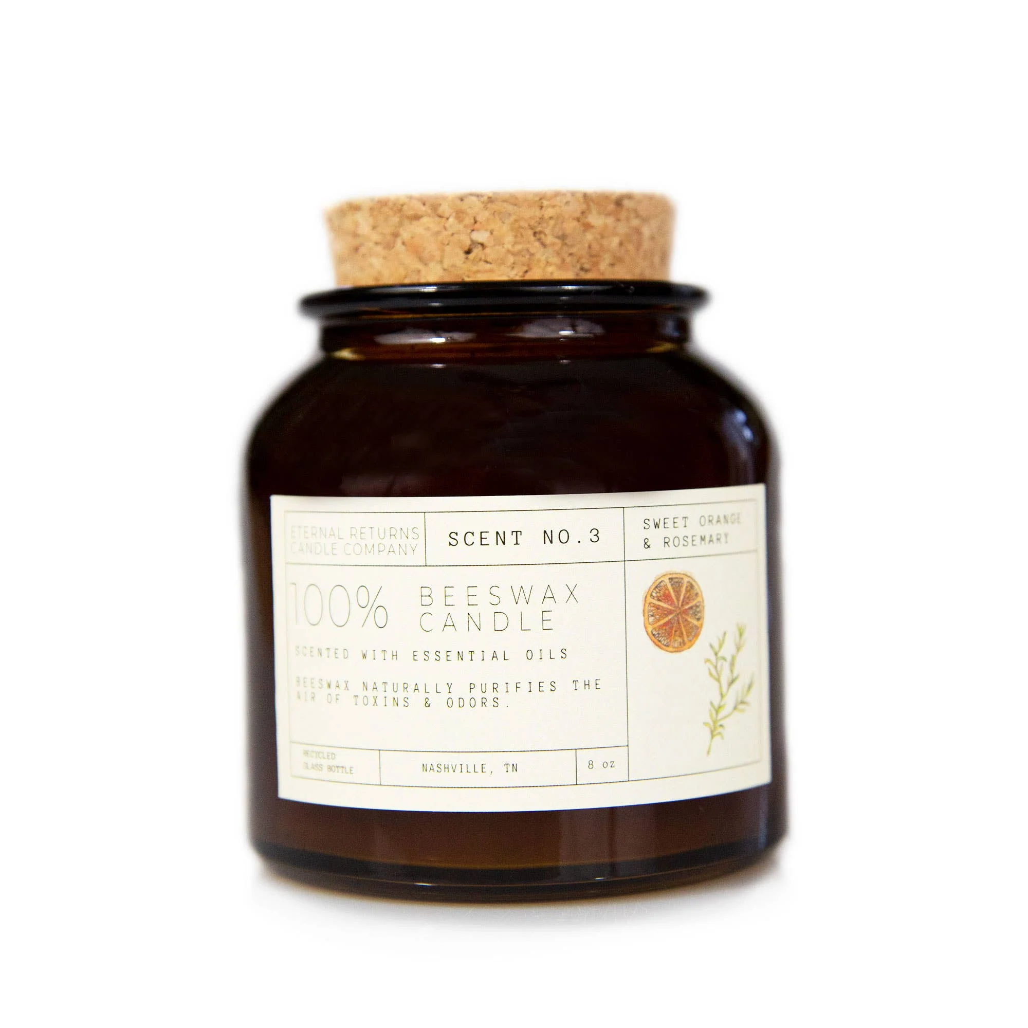 Beeswax Candle: Sweet Orange + Rosemary - Image 2