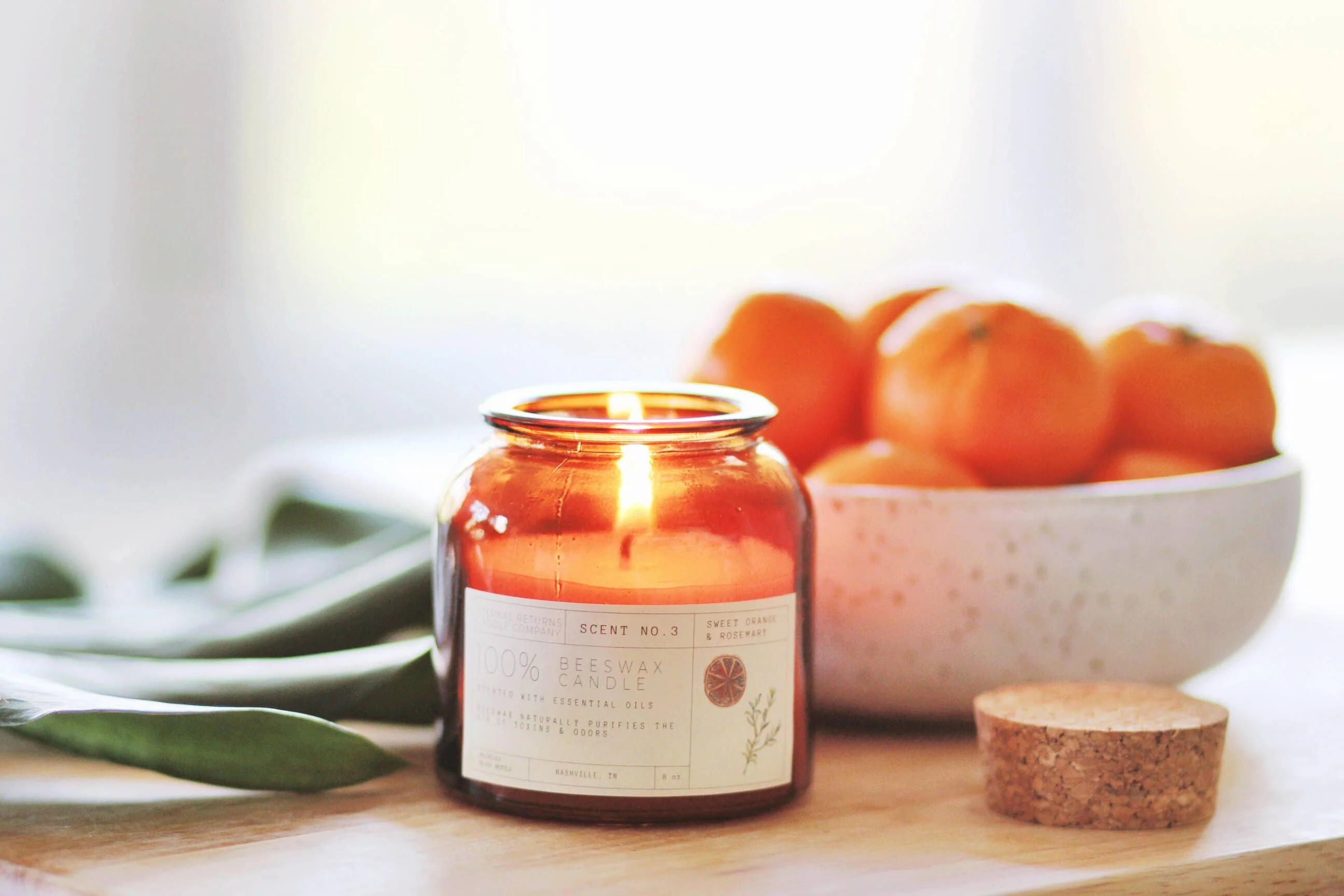 Beeswax Candle: Sweet Orange + Rosemary - Image 3