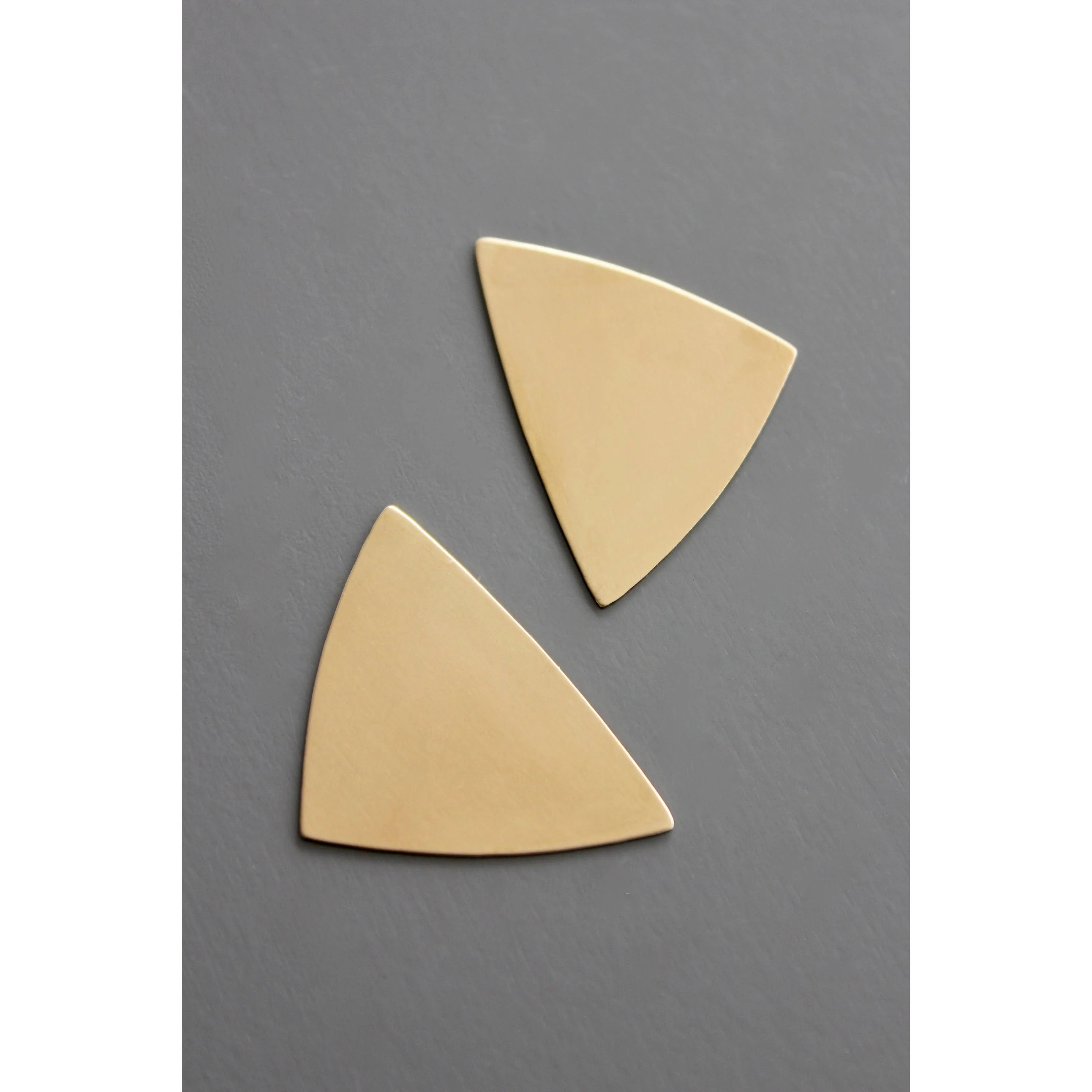 Geometric Triangle Brass Post Earrings - Image 3