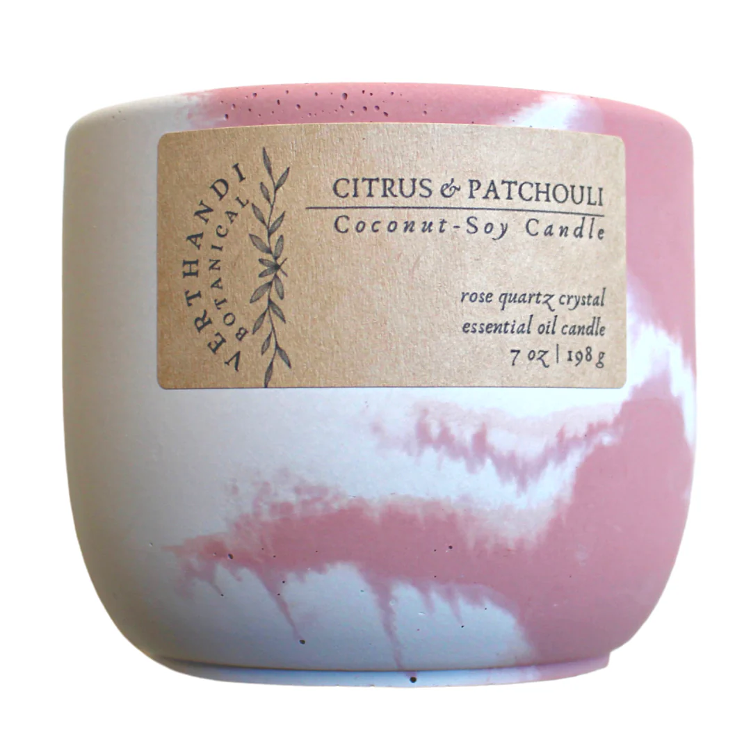 Citrus Patchouli + Rose Quartz Essential Oil Candle - Image 3