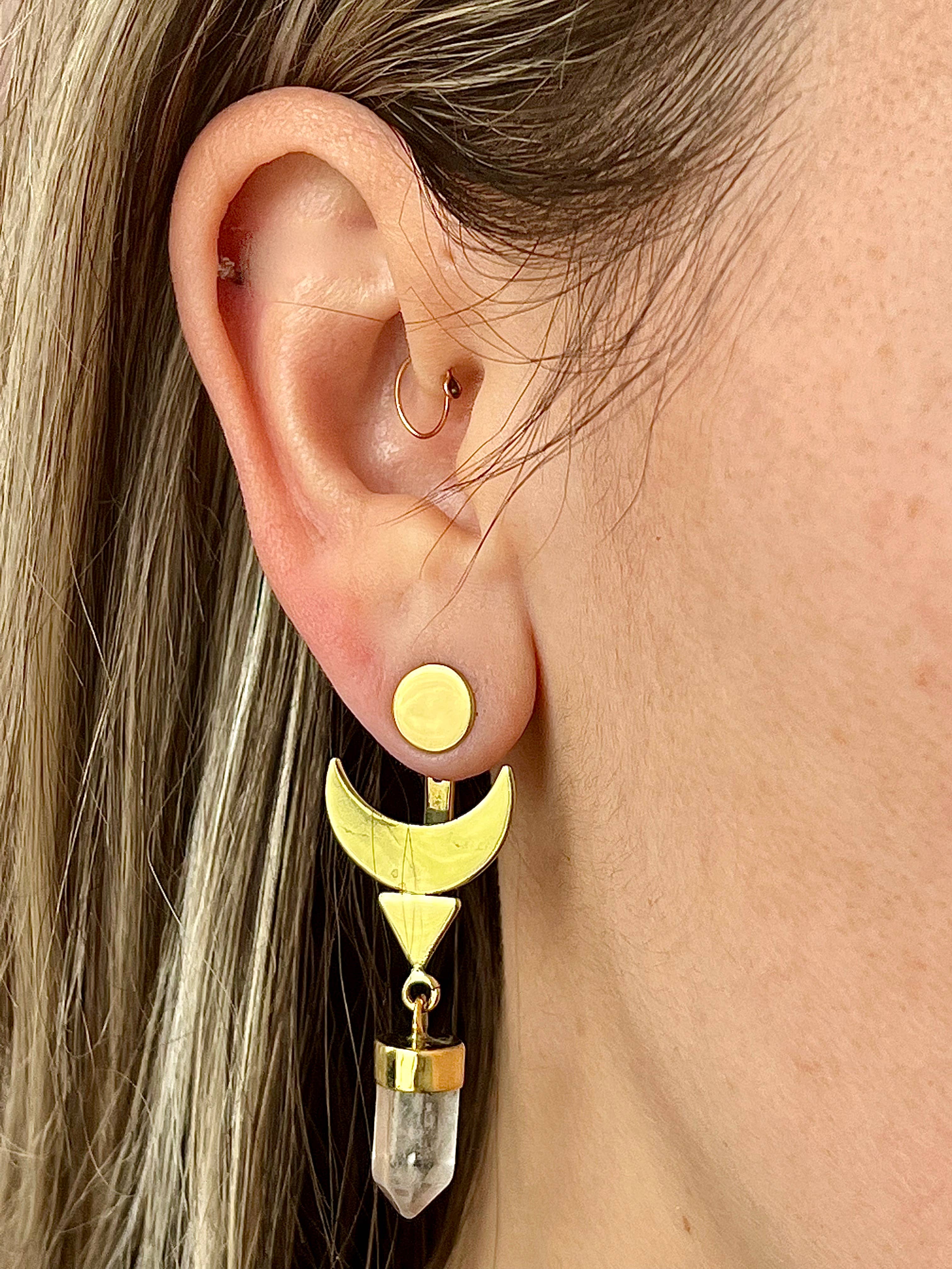 Quartz Crescent Earjacket Earrings - Image 4