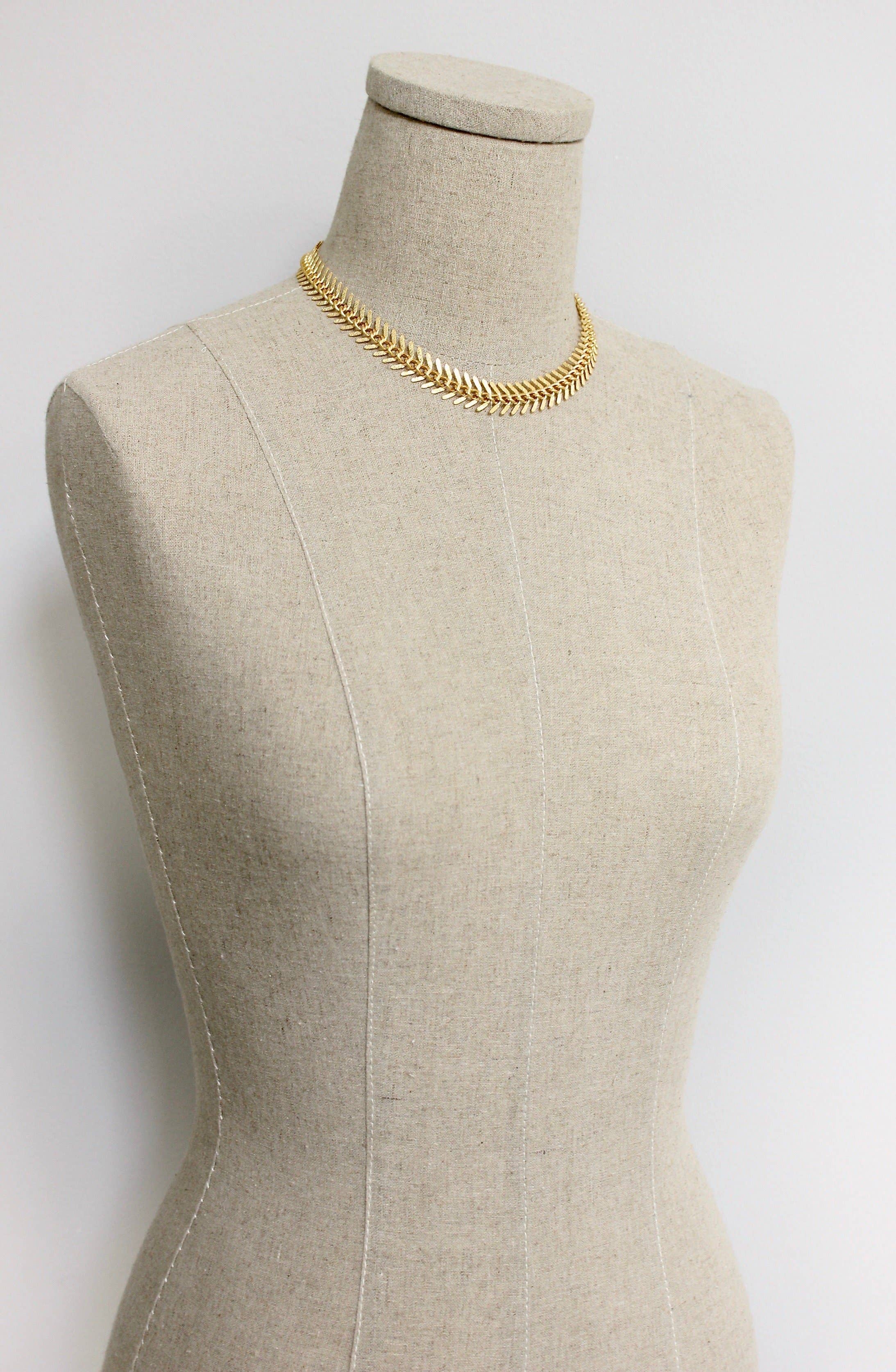 Gold Chain Fish Bone Necklace - Image 3