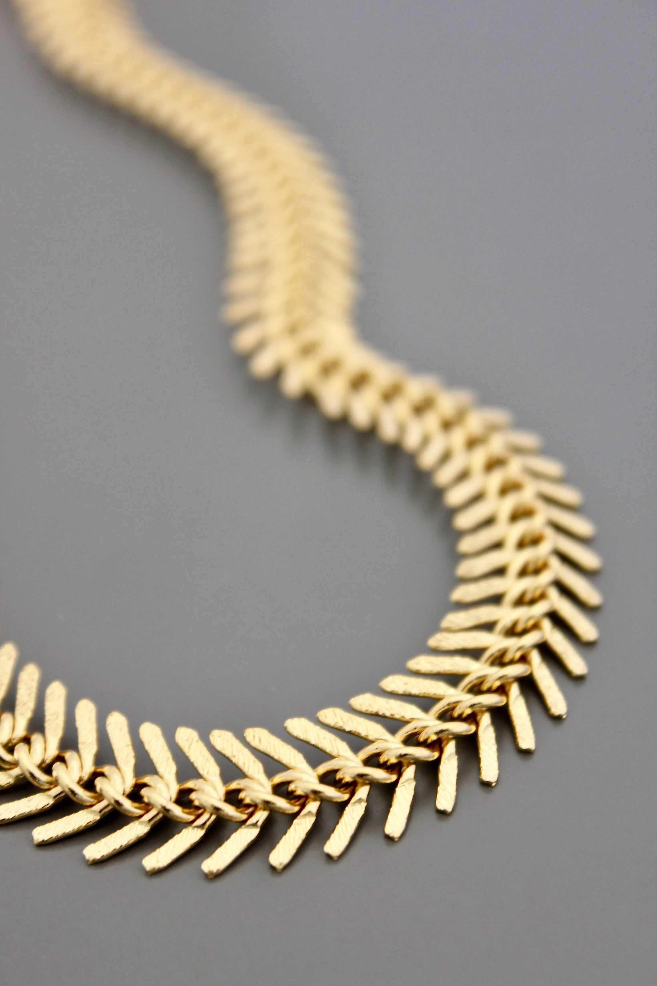 Gold Chain Fish Bone Necklace - Image 7