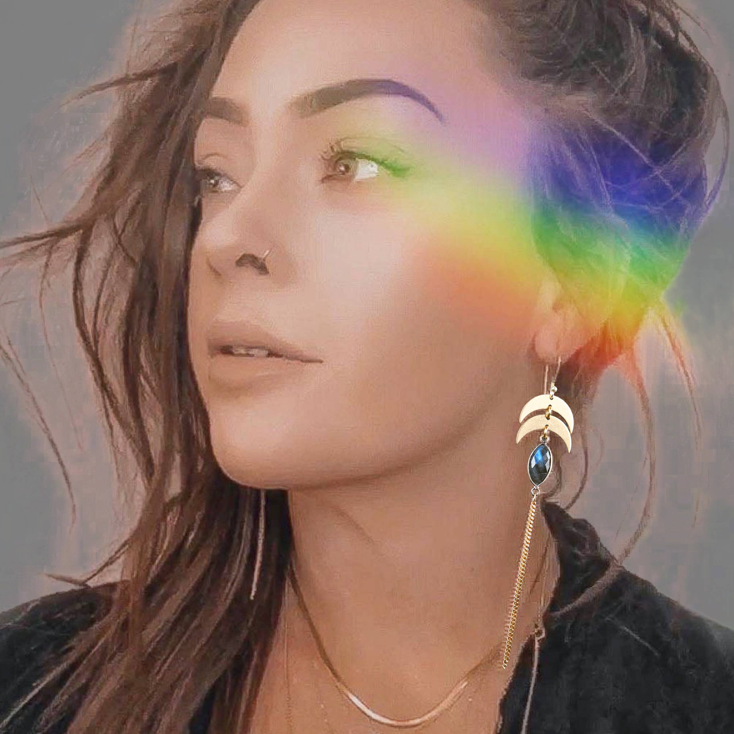 Double Moon Tassel Earrings