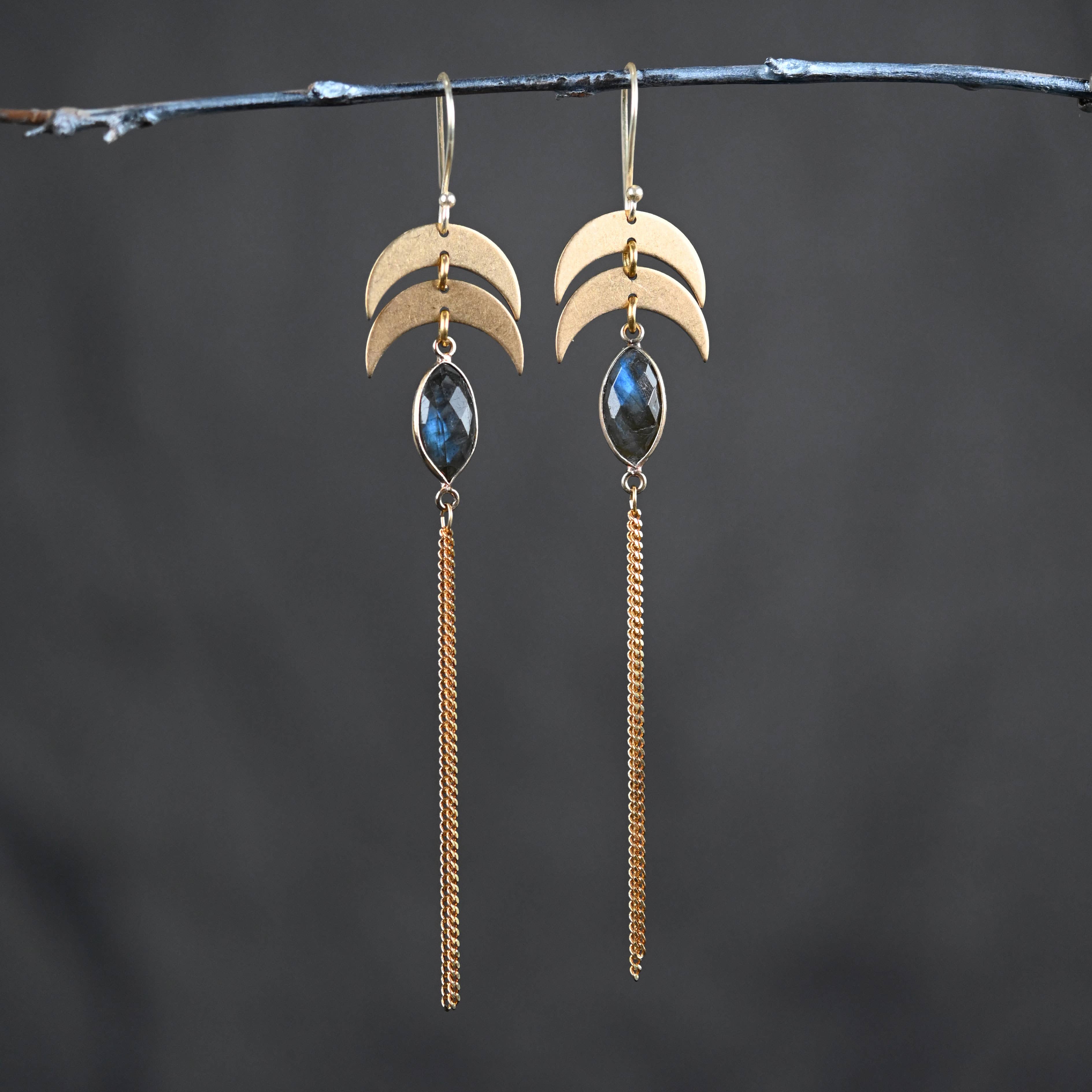 Double Moon Tassel Earrings - Image 2