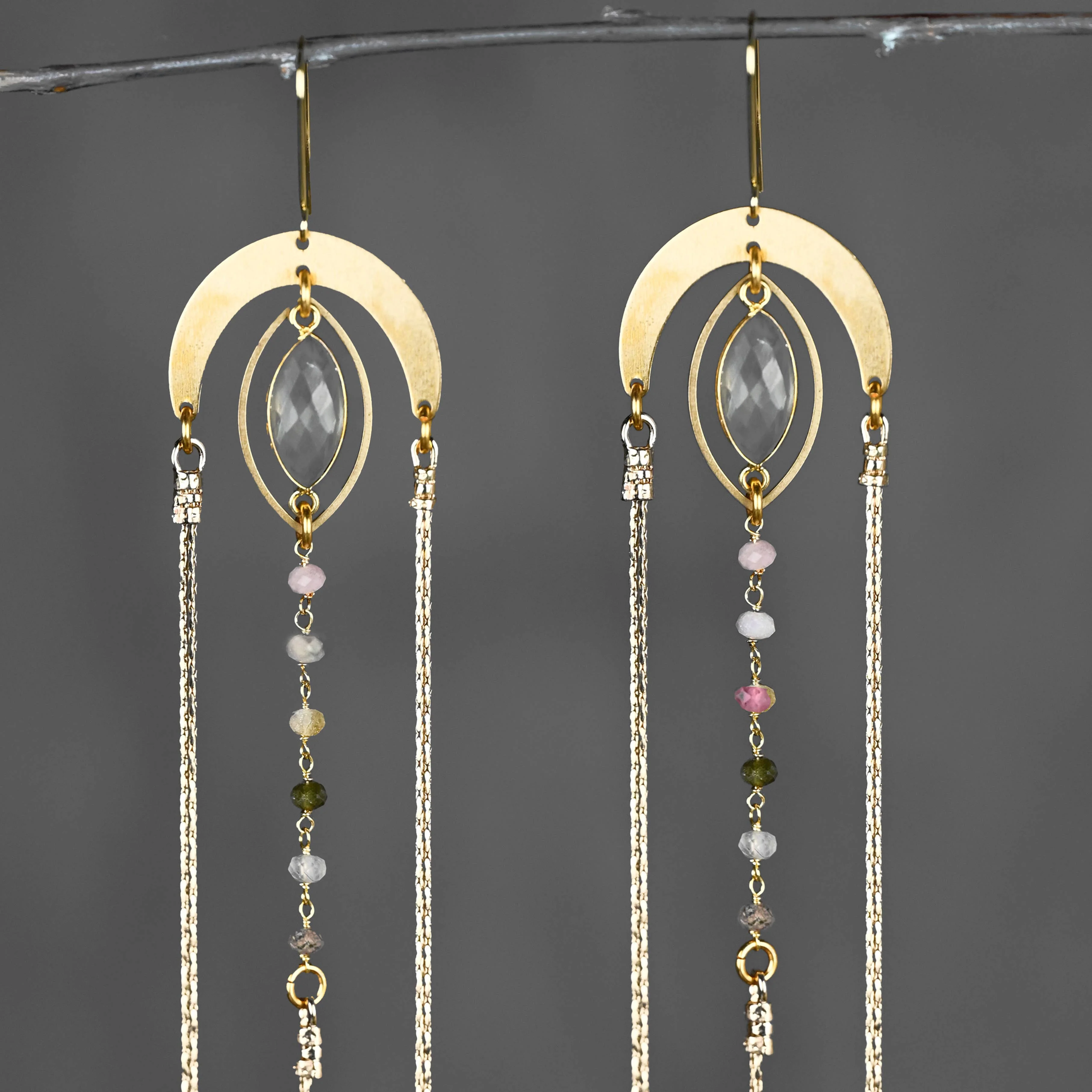 Supercharged Goddess Energy Tourmaline Arch Earrings - Image 3