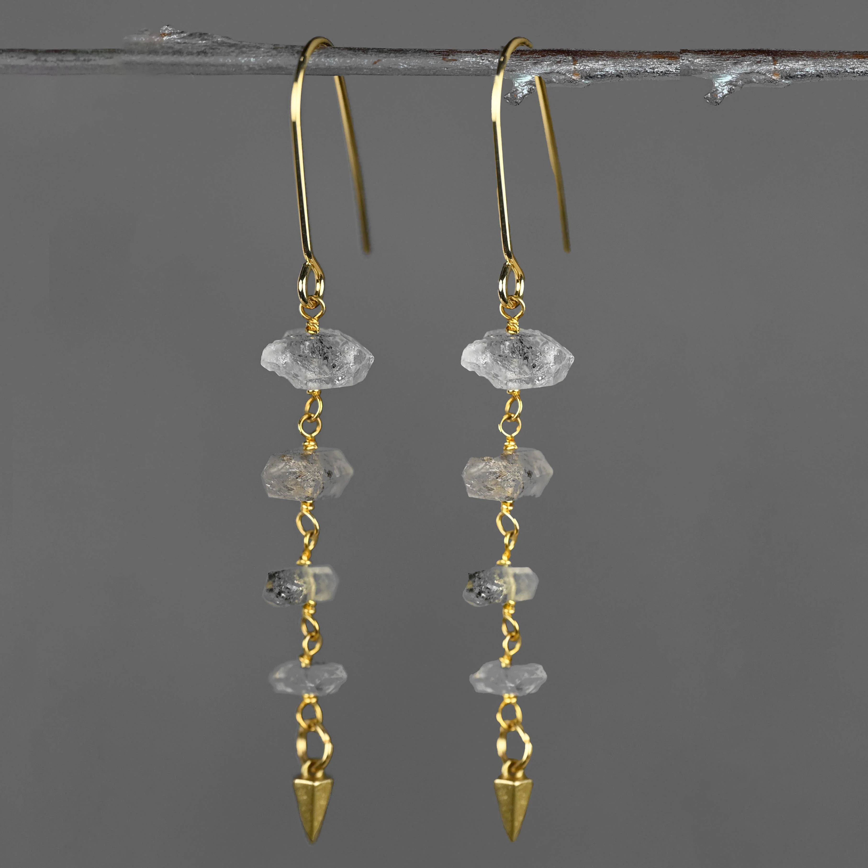 Herkimer Diamond Cast Cone Drop Earrings