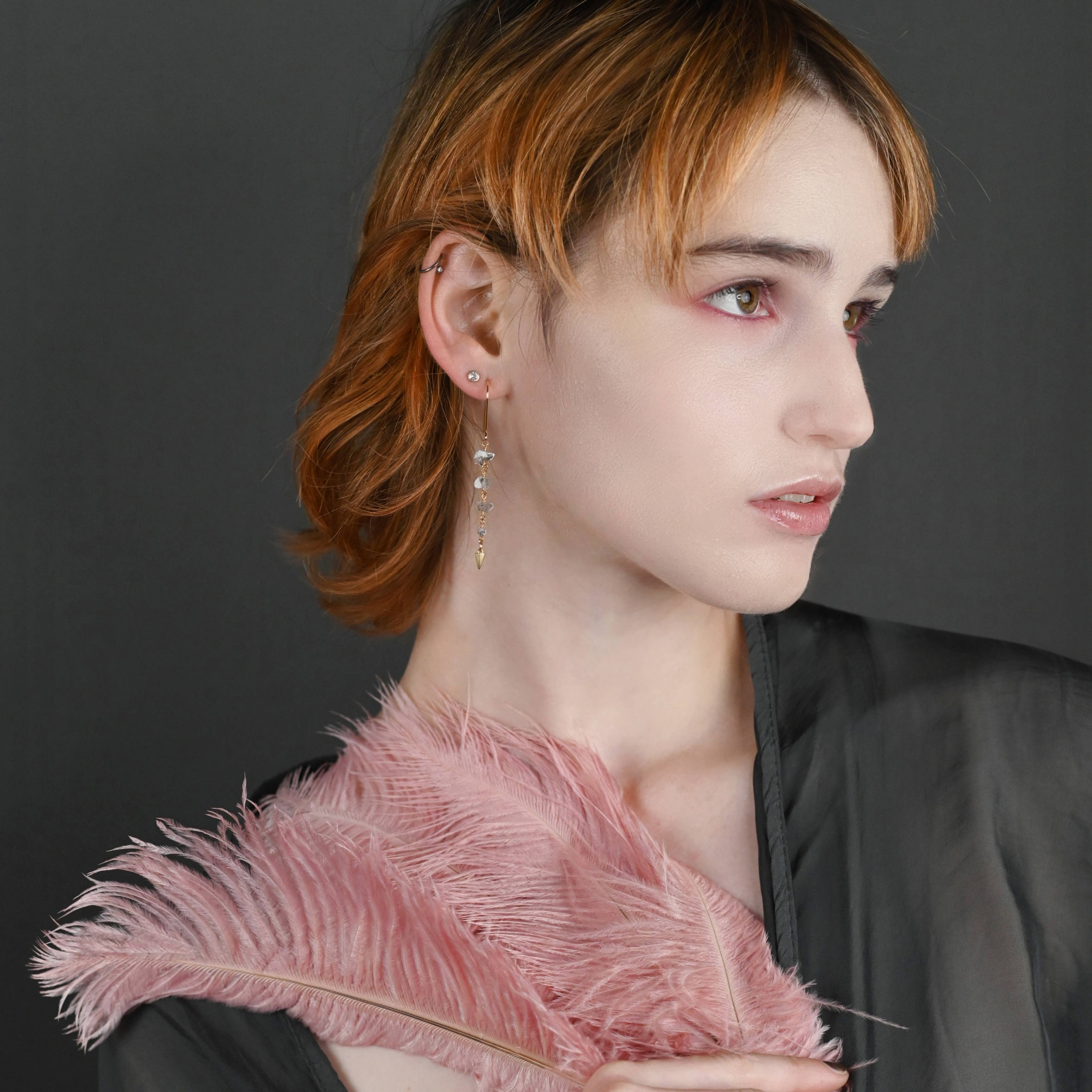 Herkimer Diamond Cast Cone Drop Earrings - Image 2