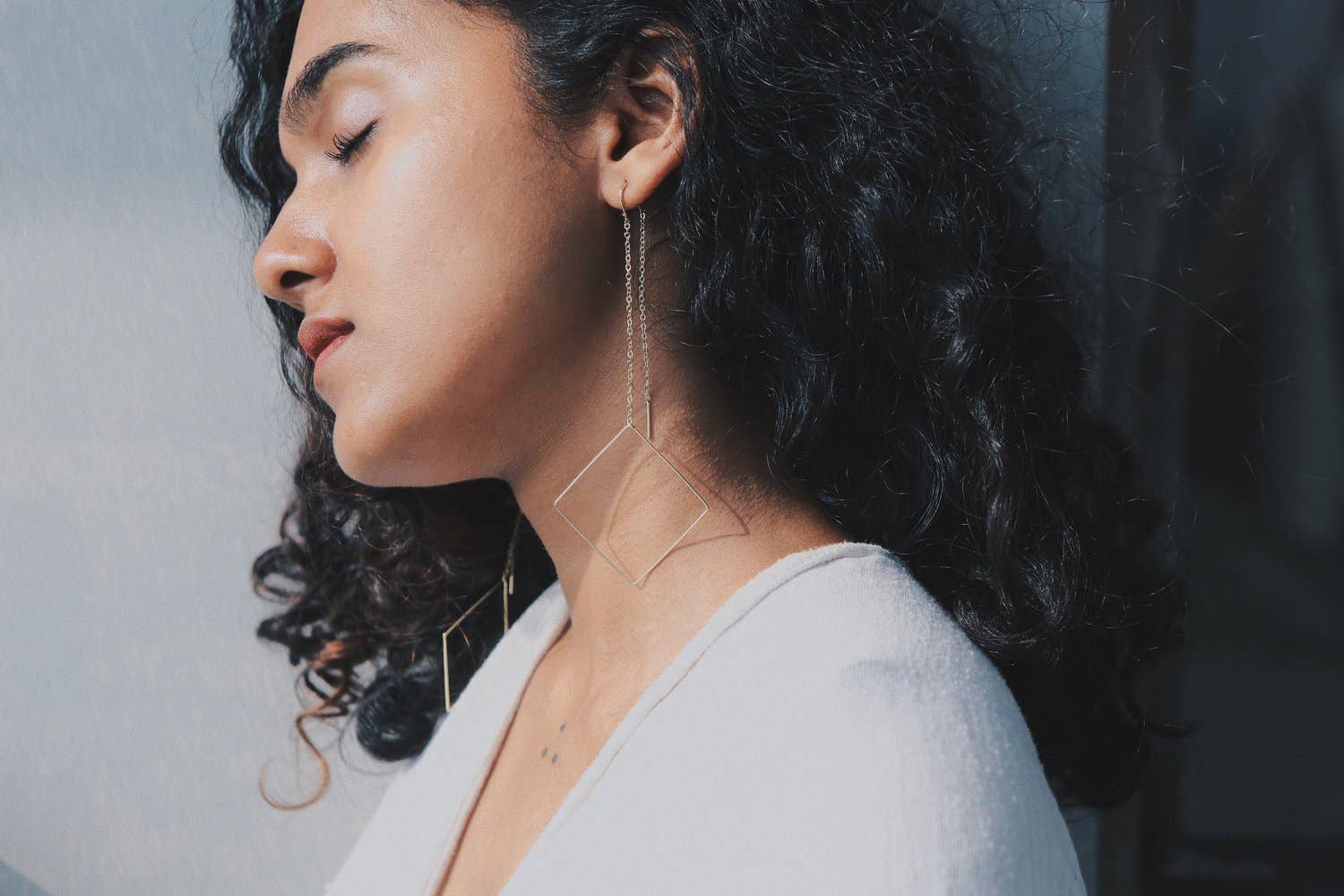 Geometric Threader Earrings - Image 7