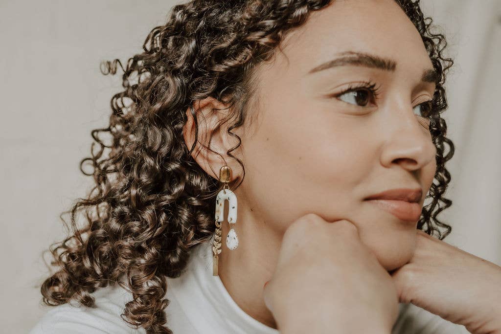 Gold Cheetah & Leaf Chain Earrings - Image 2