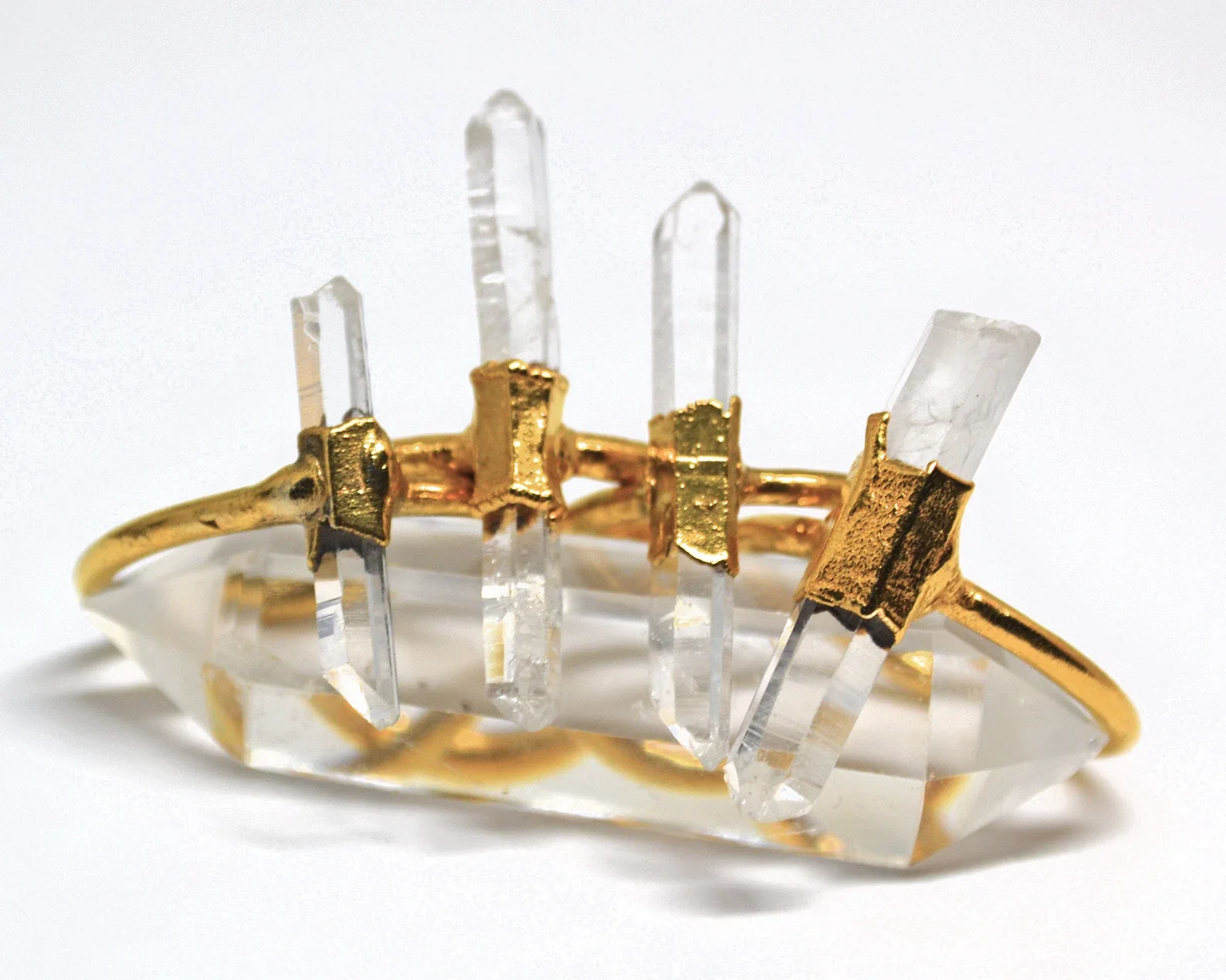 Gold Raw Clear Quartz Ring | April Birthstone - Image 2