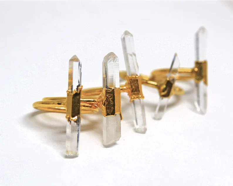 Gold Raw Clear Quartz Ring | April Birthstone - Image 3