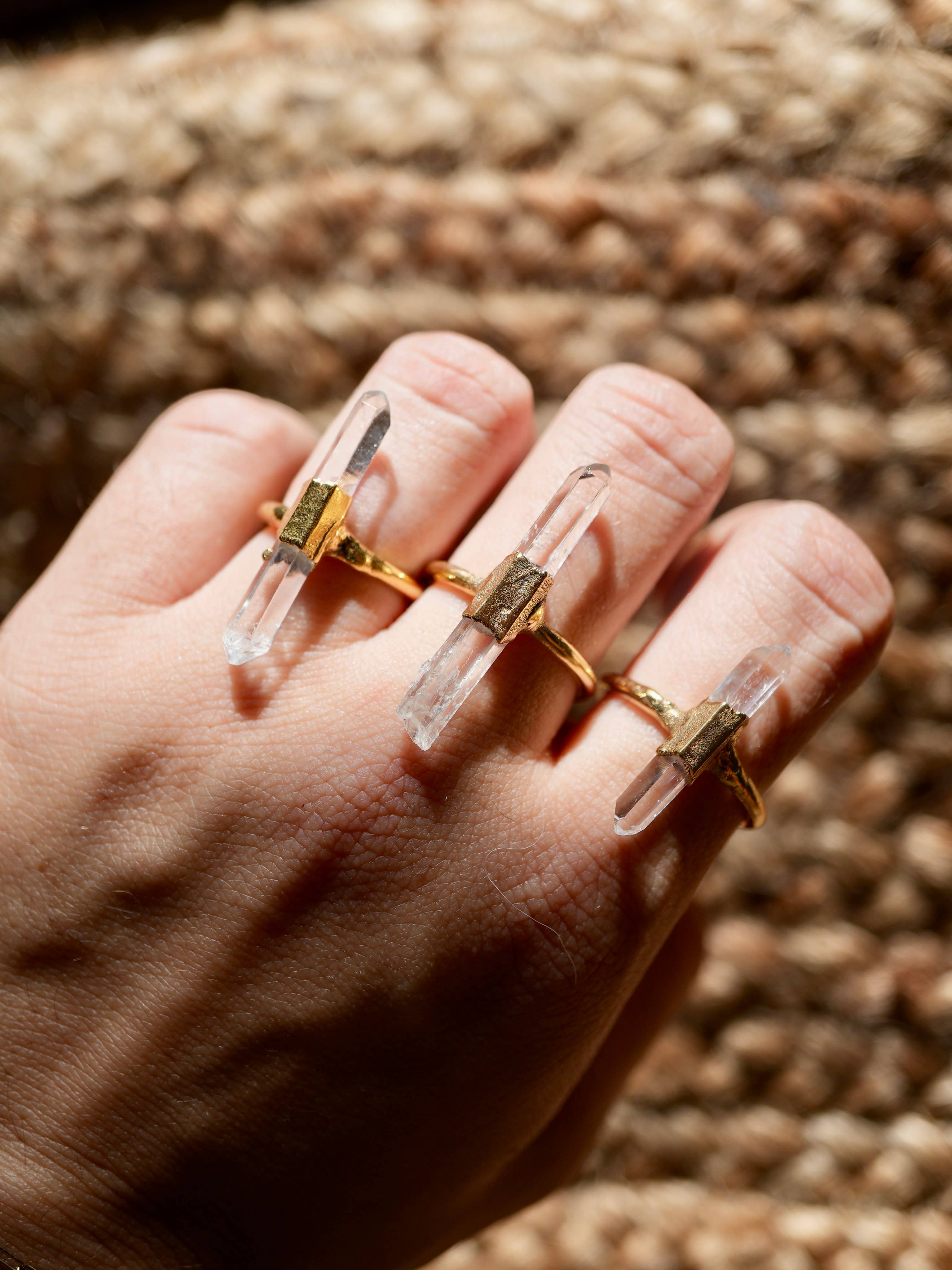Gold Raw Clear Quartz Ring | April Birthstone - Image 6