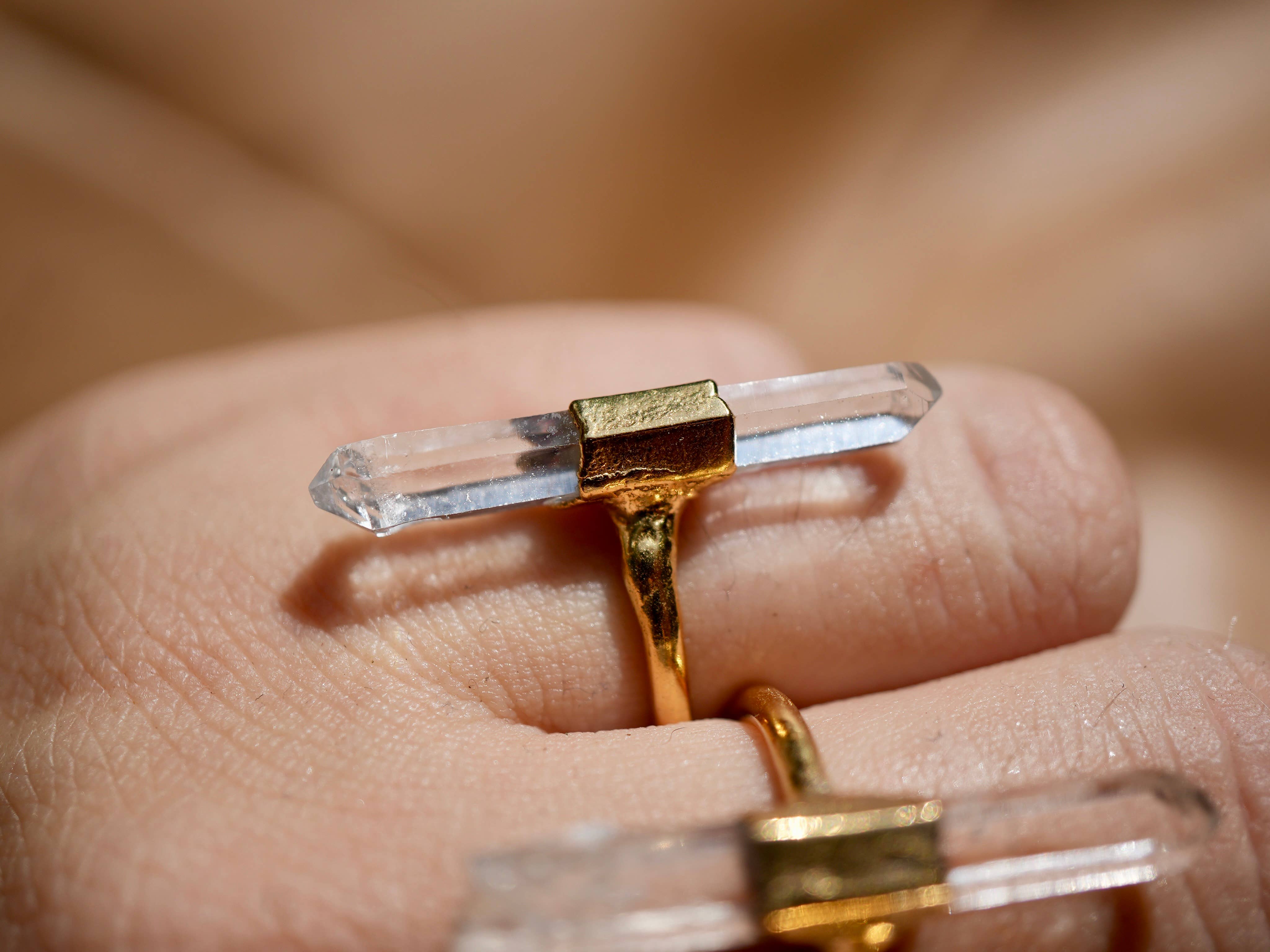 Gold Raw Clear Quartz Ring | April Birthstone - Image 7