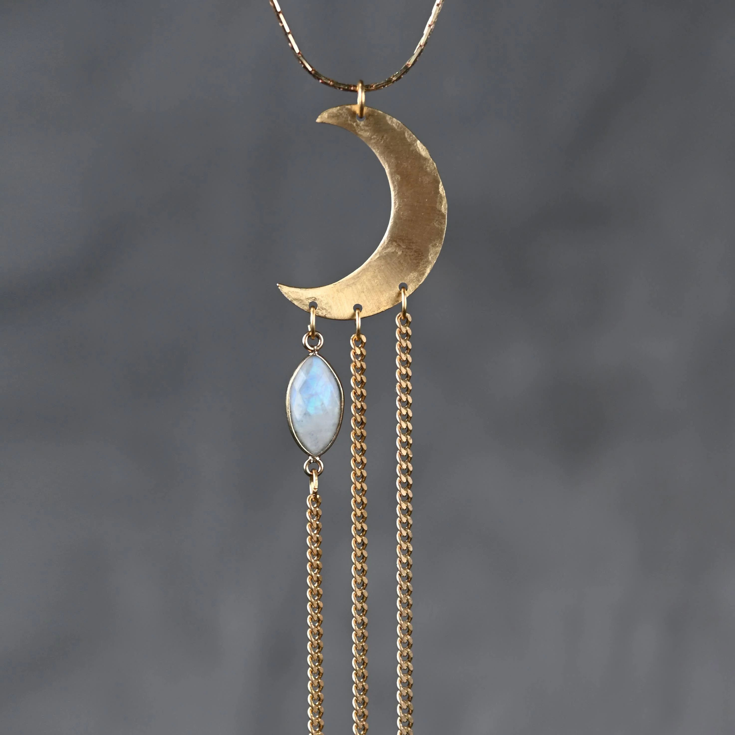 Hammered Moon w/ Semi Precious on an Adjustable Chain - Image 3