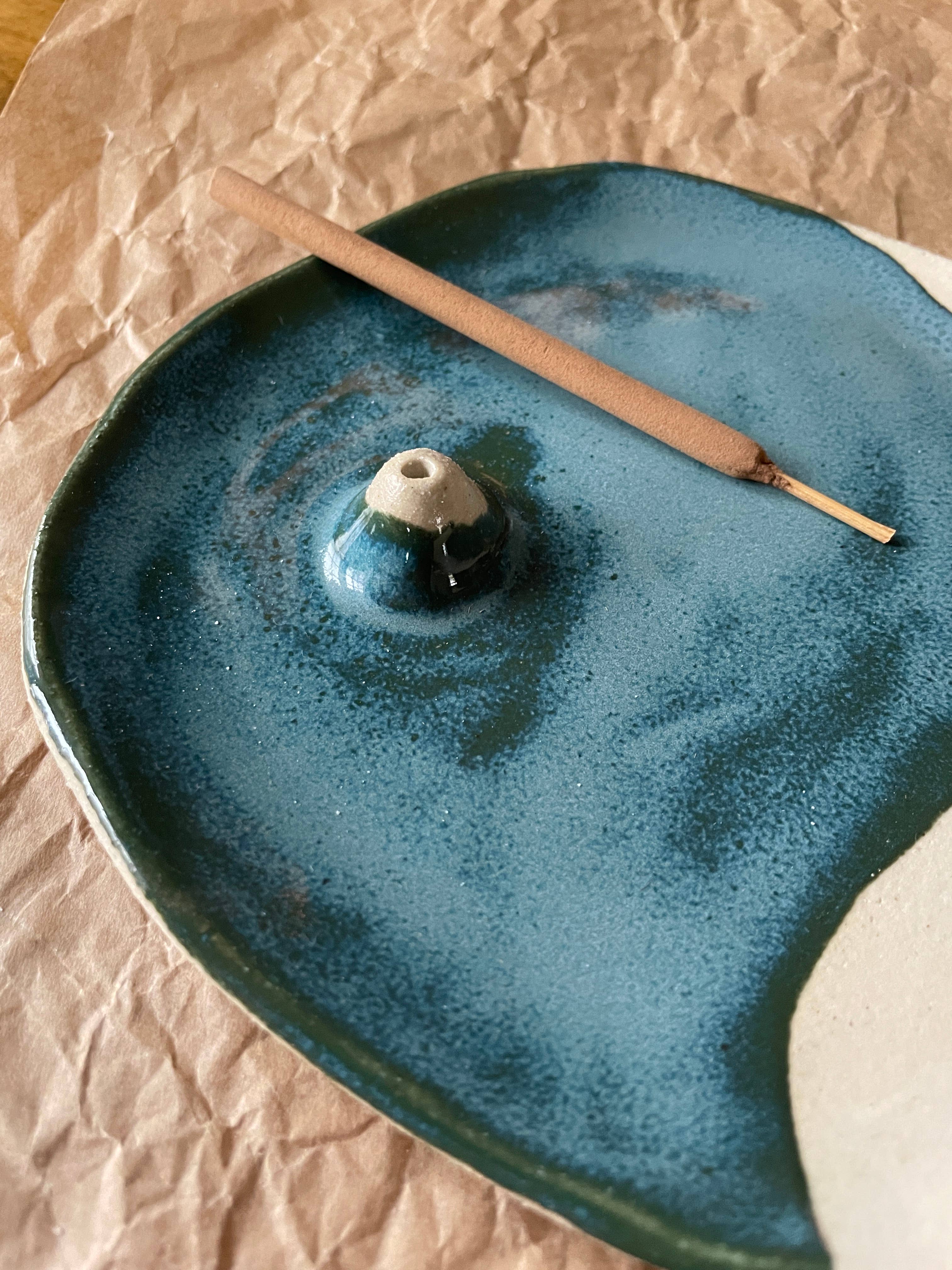 Incense Dish 〰️ Handmade Pottery 〰️ Ceramic 〰️ Lagoon - Image 2