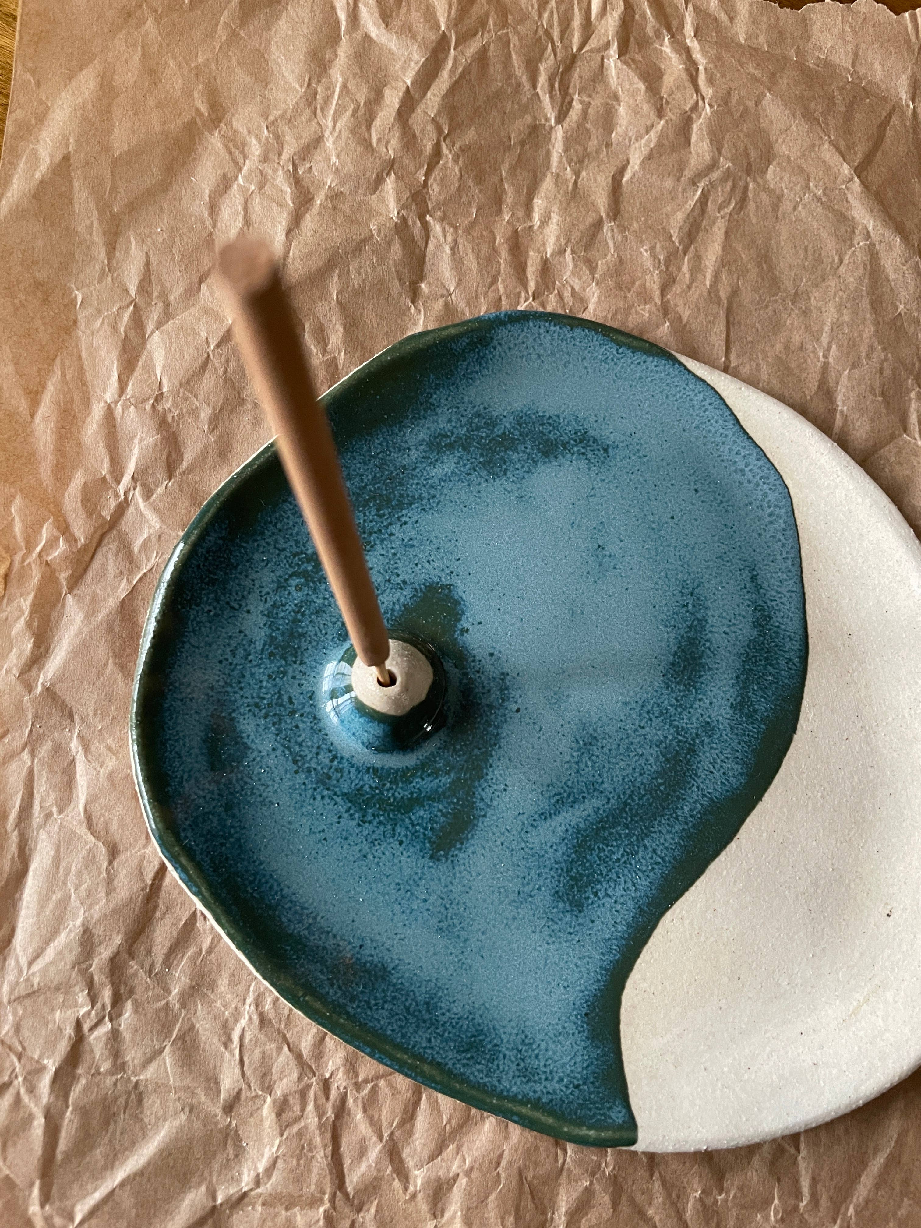 Incense Dish 〰️ Handmade Pottery 〰️ Ceramic 〰️ Lagoon - Image 3