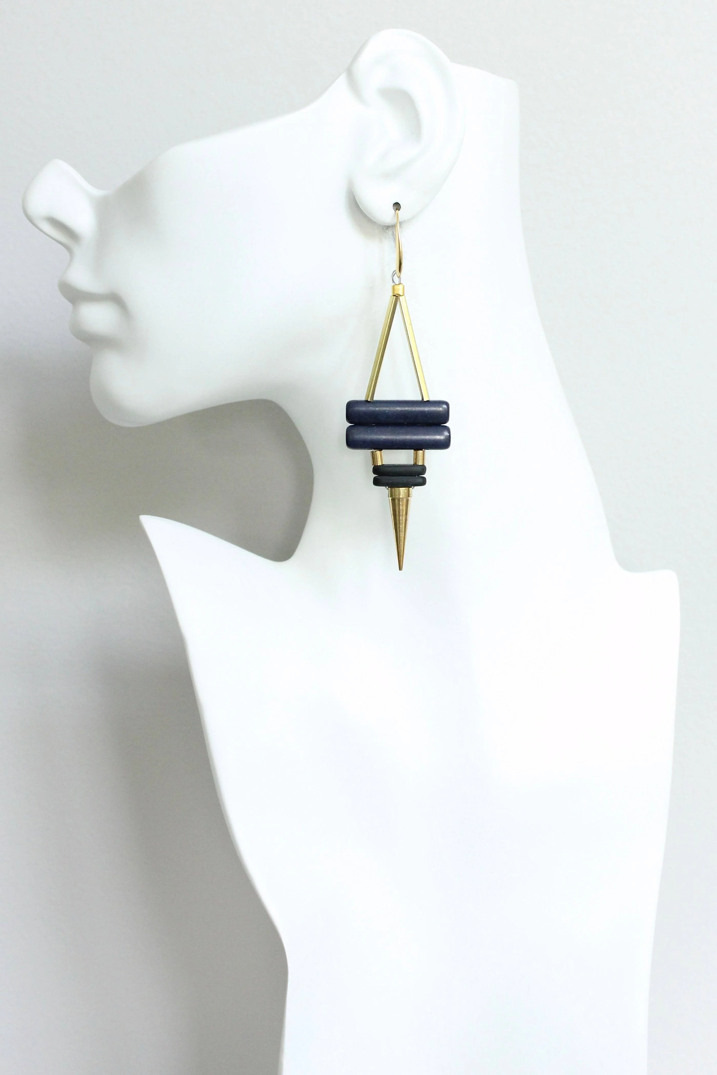 Navy and Black Spike Earrings - Image 3