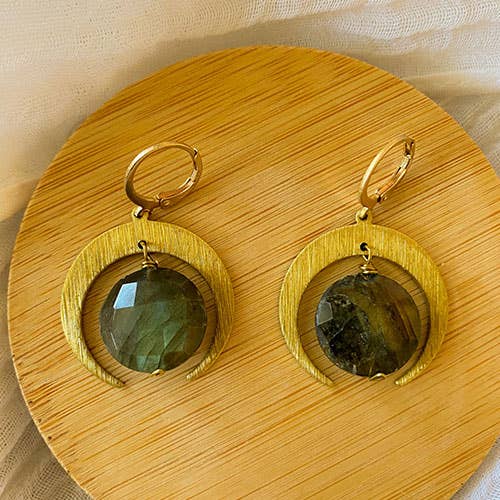 Labradorite Lunar Eclipse Earrings - Image 2