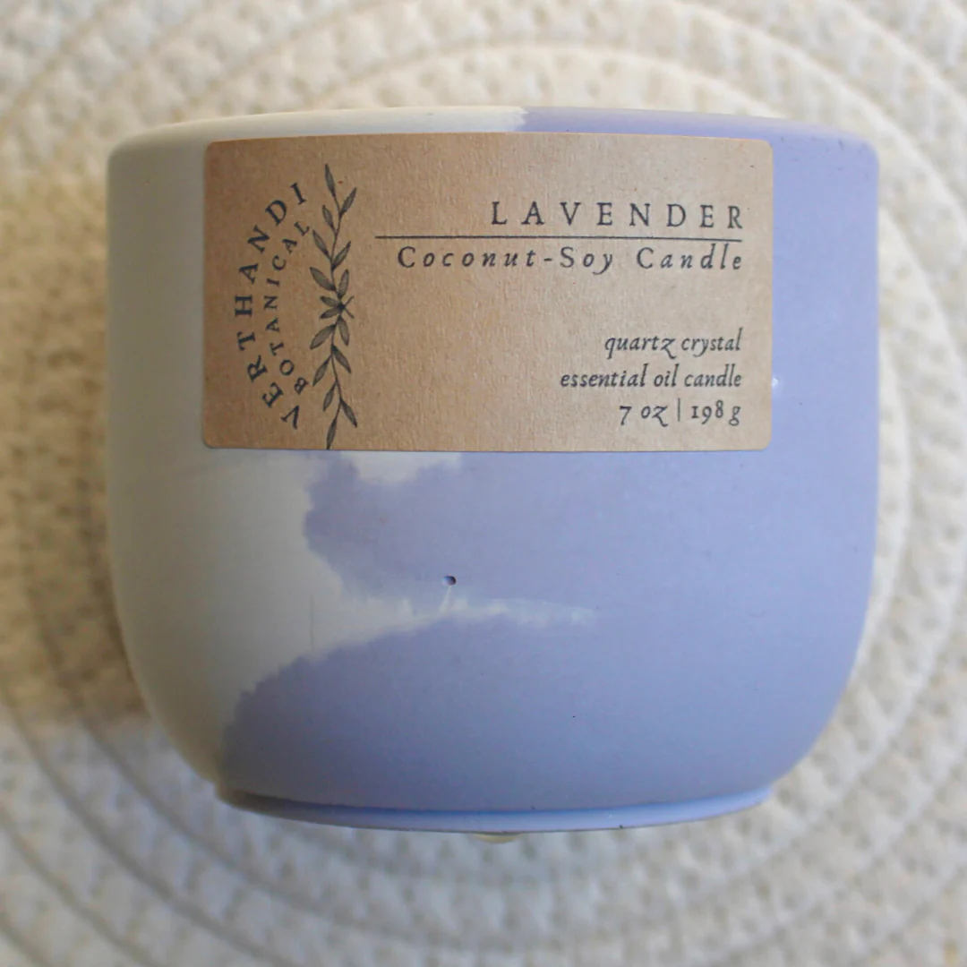 Lavender & Clear Quartz Essential Oil Candle - Image 2