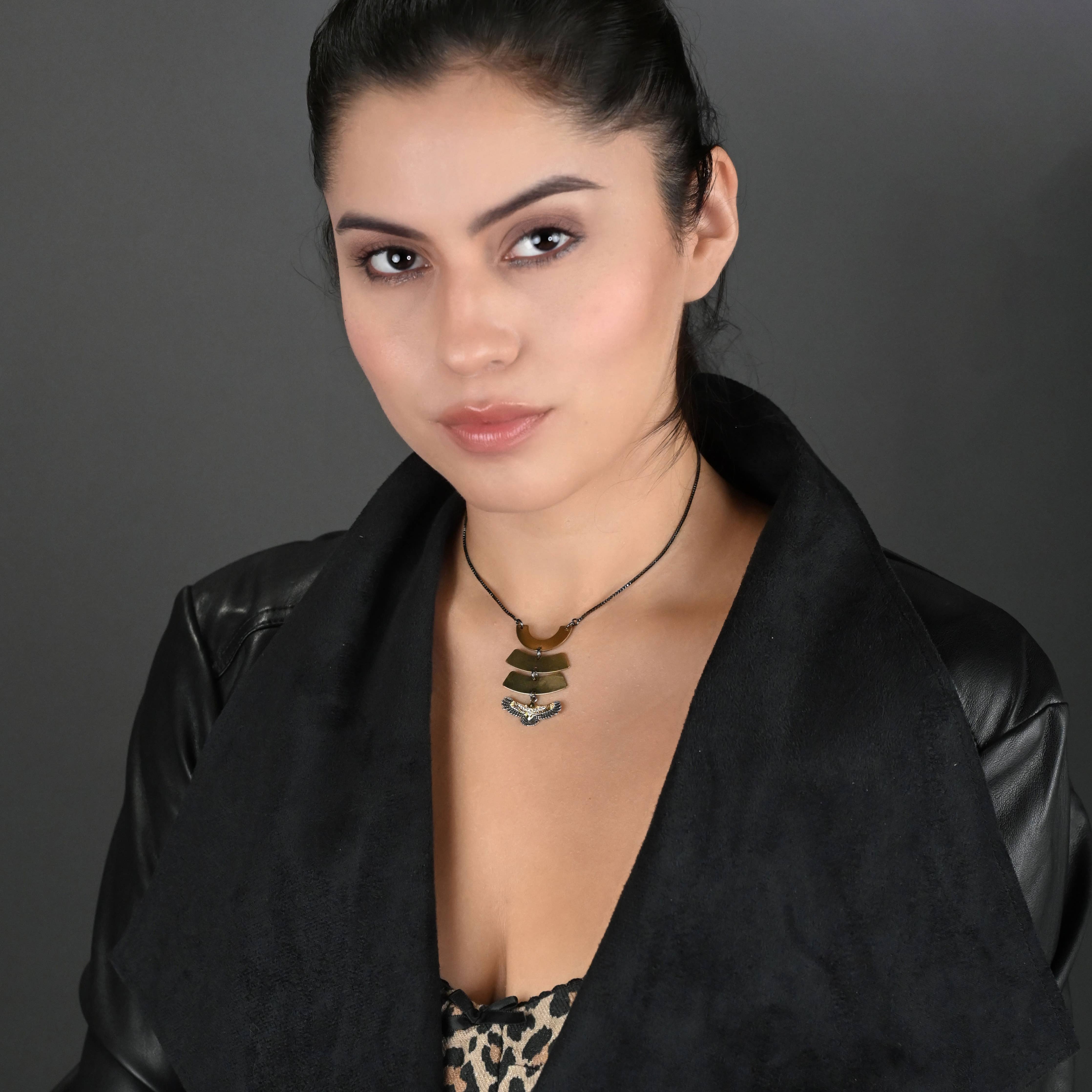 Mixed Metal Pave Freedom Eagle Necklace - Image 2
