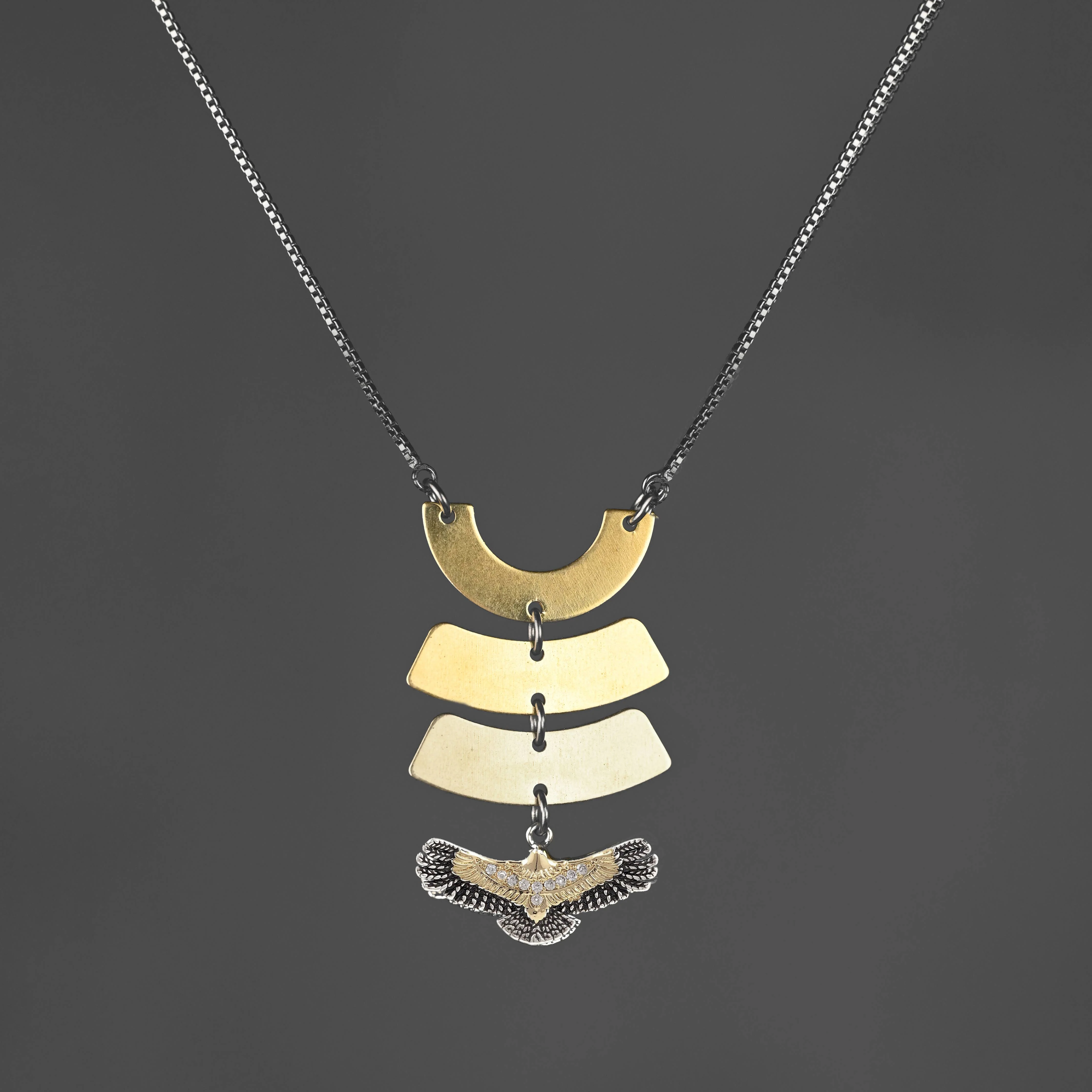 Mixed Metal Pave Freedom Eagle Necklace - Image 4