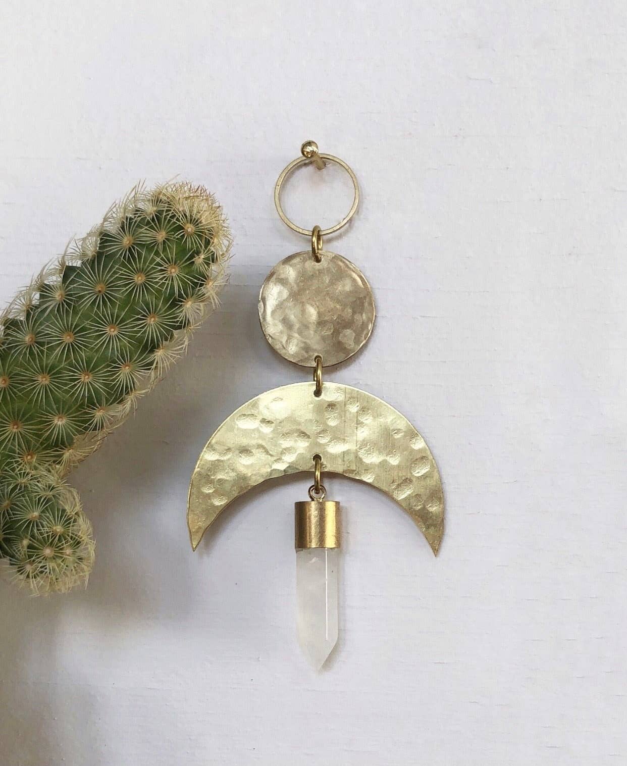 Moon Drop Ornament with Quartz Crystal Point - Image 4
