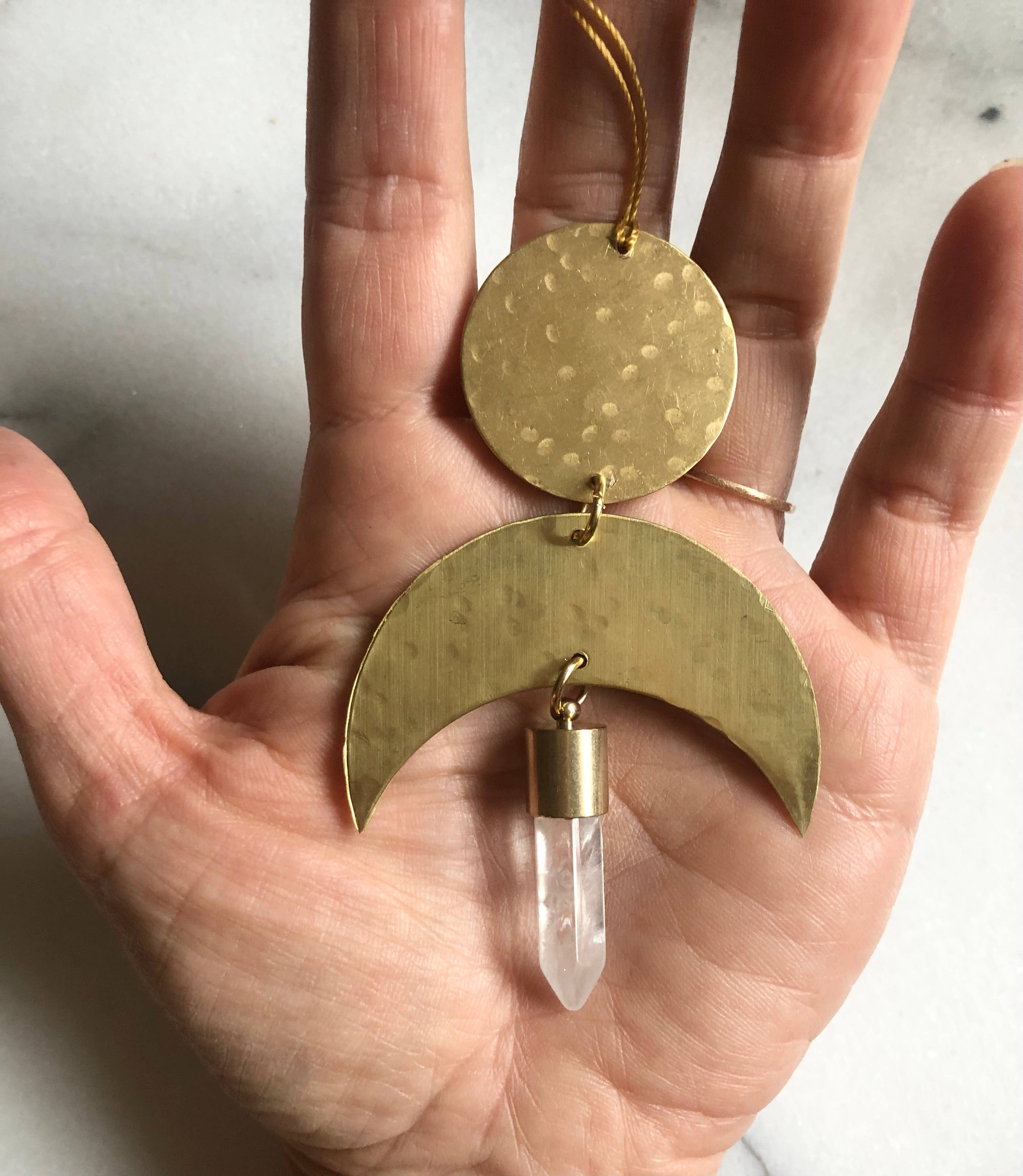 Moon Drop Ornament with Quartz Crystal Point - Image 5