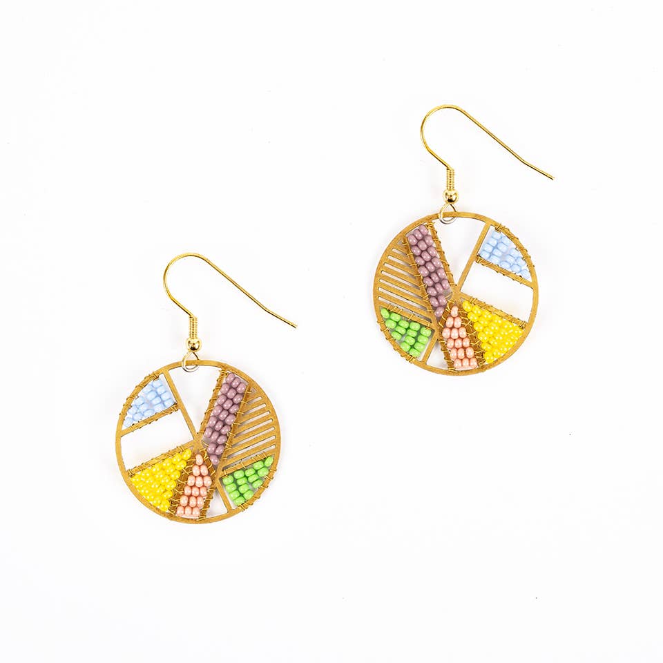 Patchwork Disc Earrings - Image 2