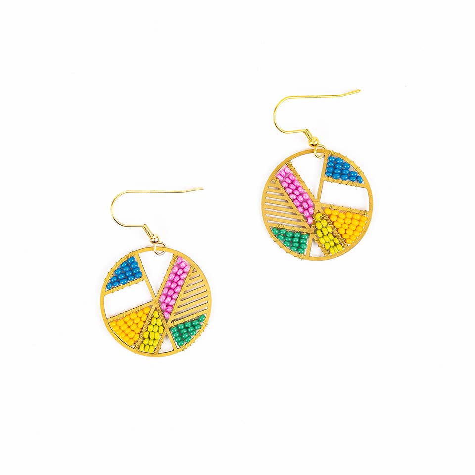 Patchwork Disc Earrings - Image 3
