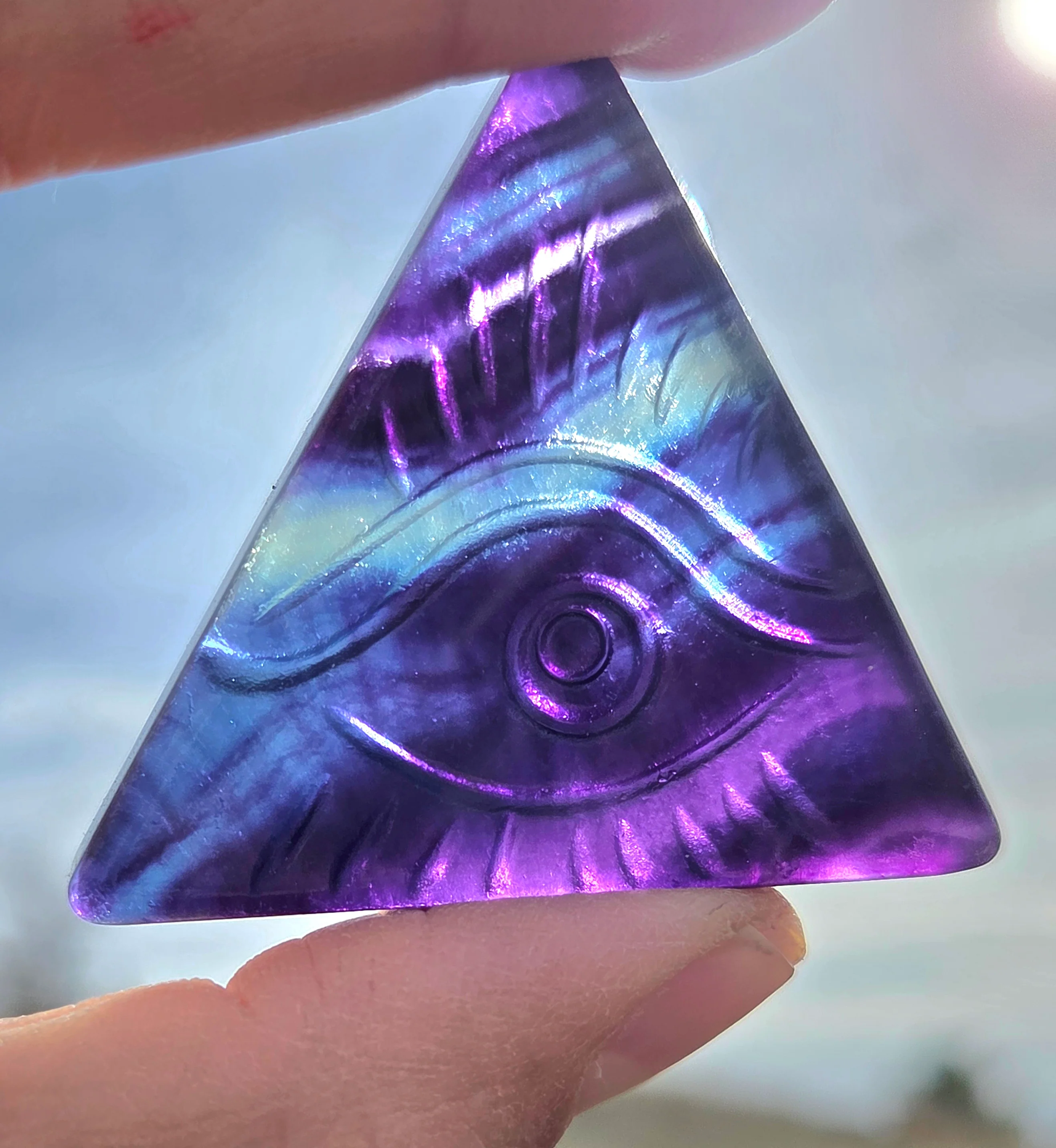 Flourite and Rose Quartz Protective Eye Triangles - Image 16