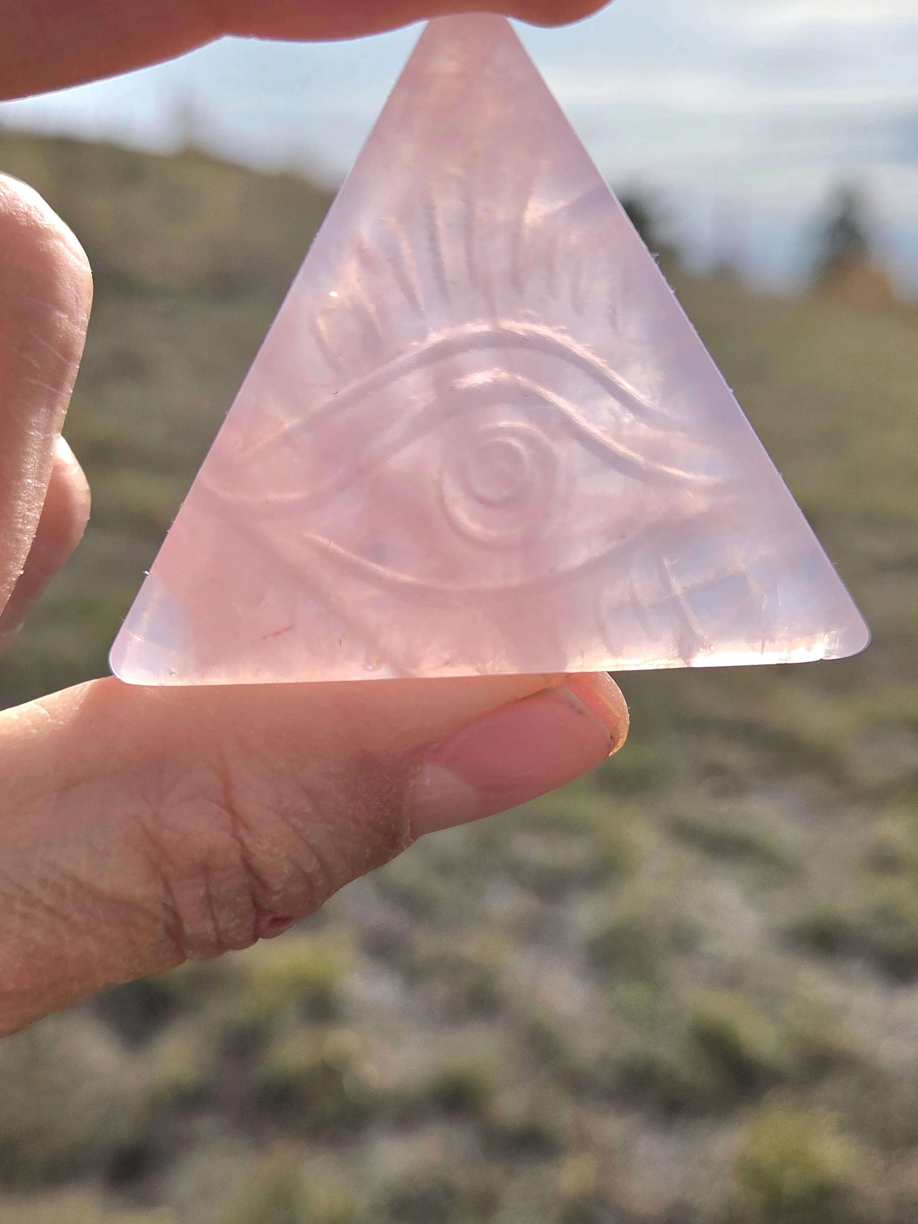 Flourite and Rose Quartz Protective Eye Triangles - Image 17