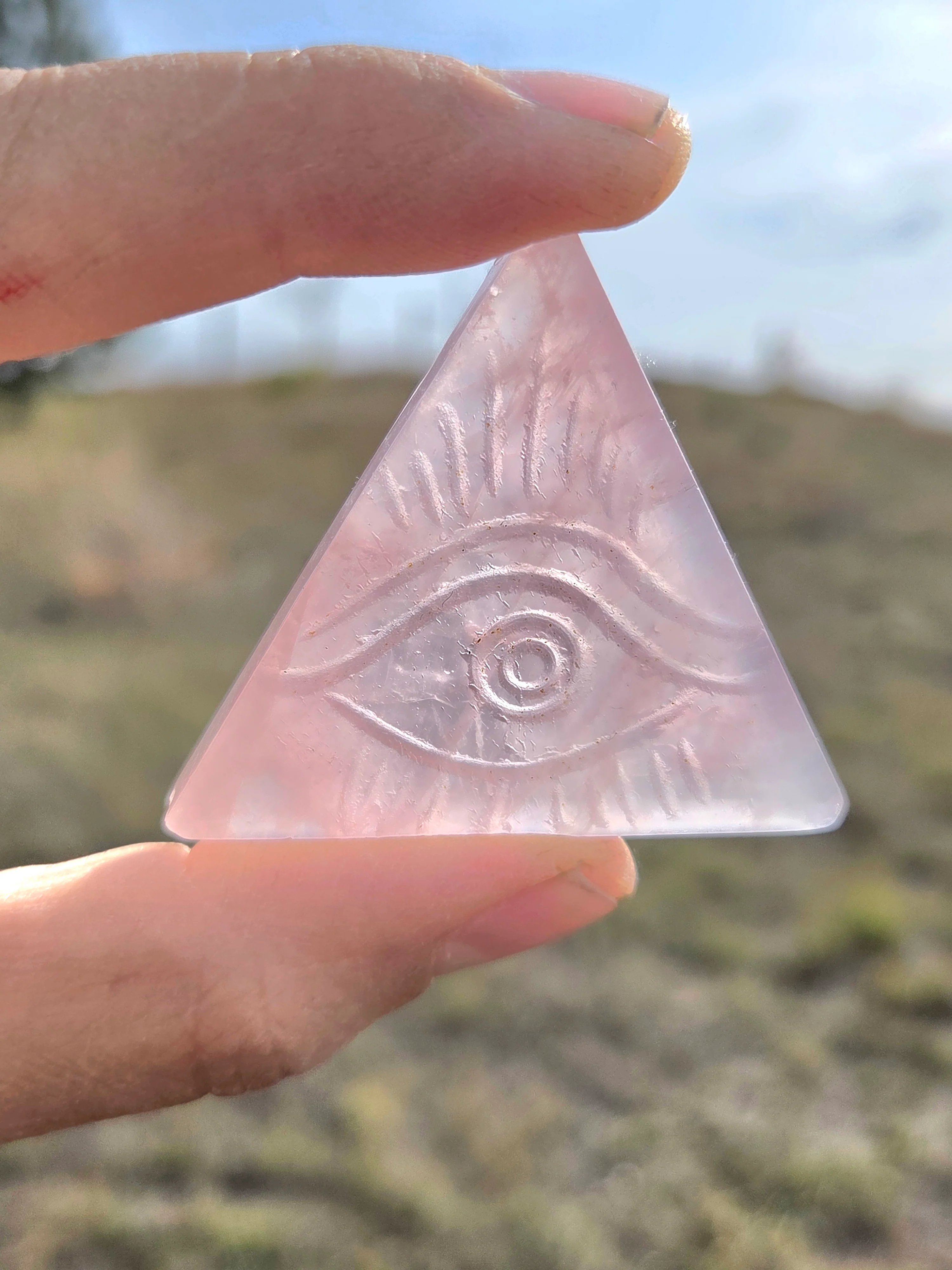 Flourite and Rose Quartz Protective Eye Triangles - Image 19