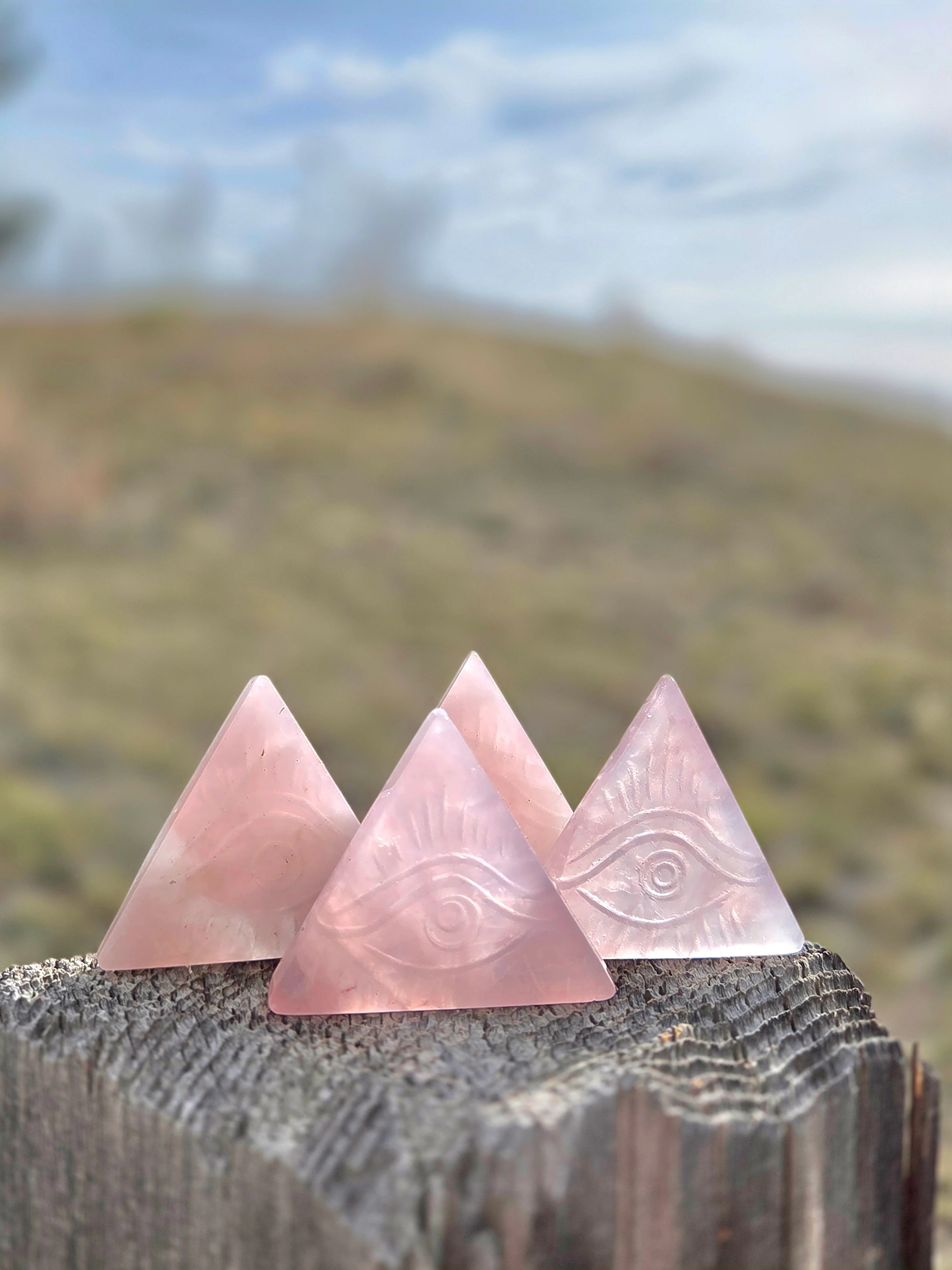 Flourite and Rose Quartz Protective Eye Triangles - Image 26