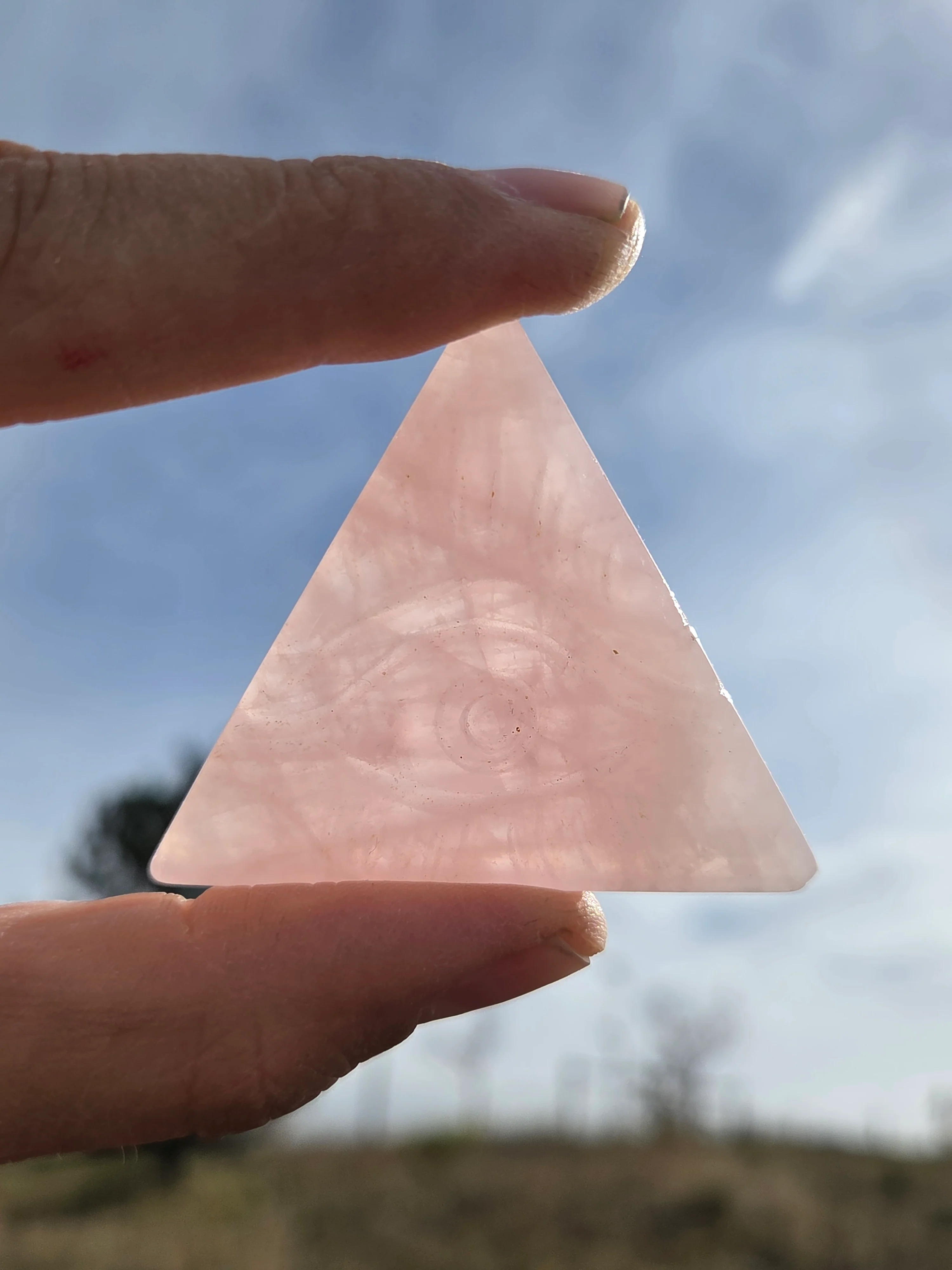 Flourite and Rose Quartz Protective Eye Triangles - Image 3