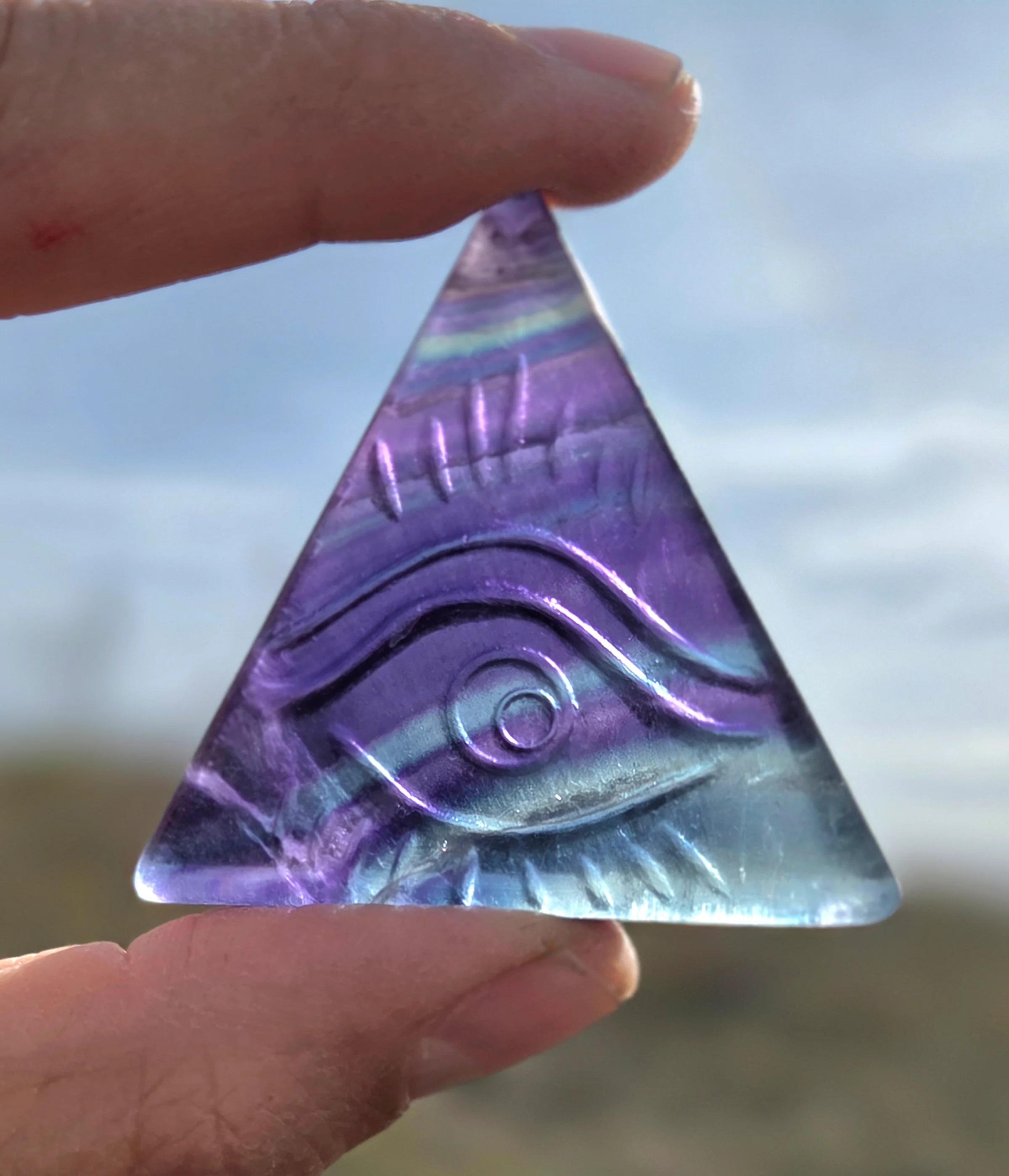 Flourite and Rose Quartz Protective Eye Triangles - Image 8