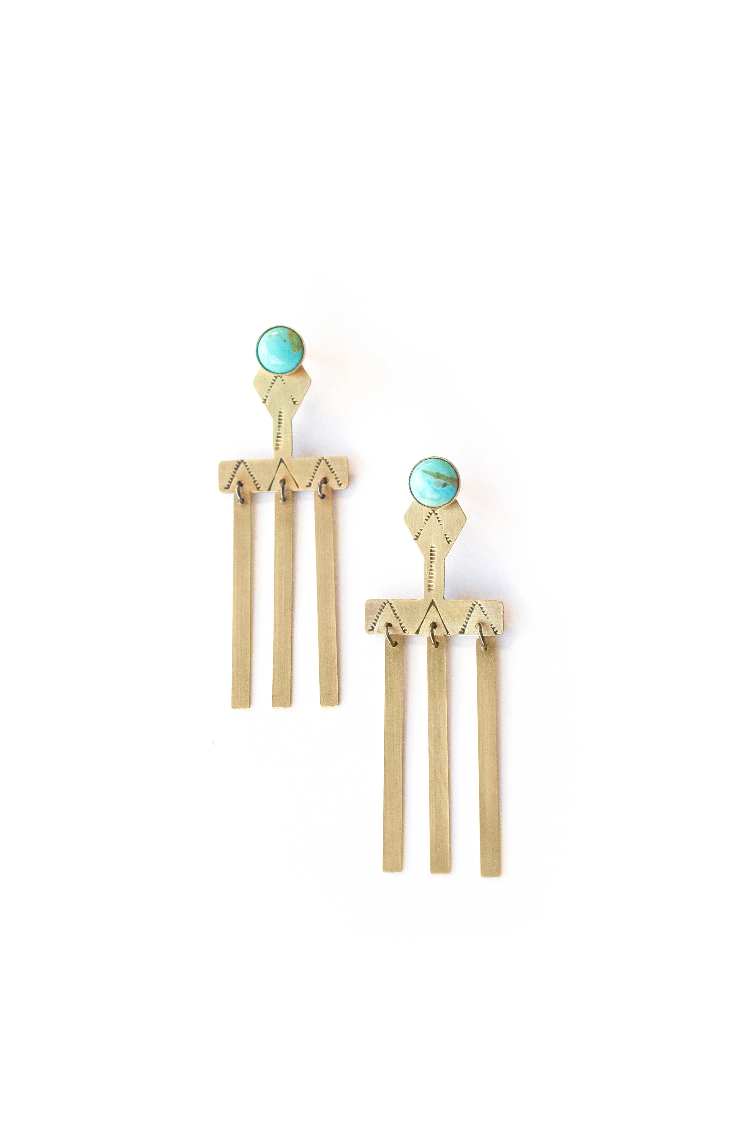Stamped Brass Ear Jackets w/ Semi Precious Stone