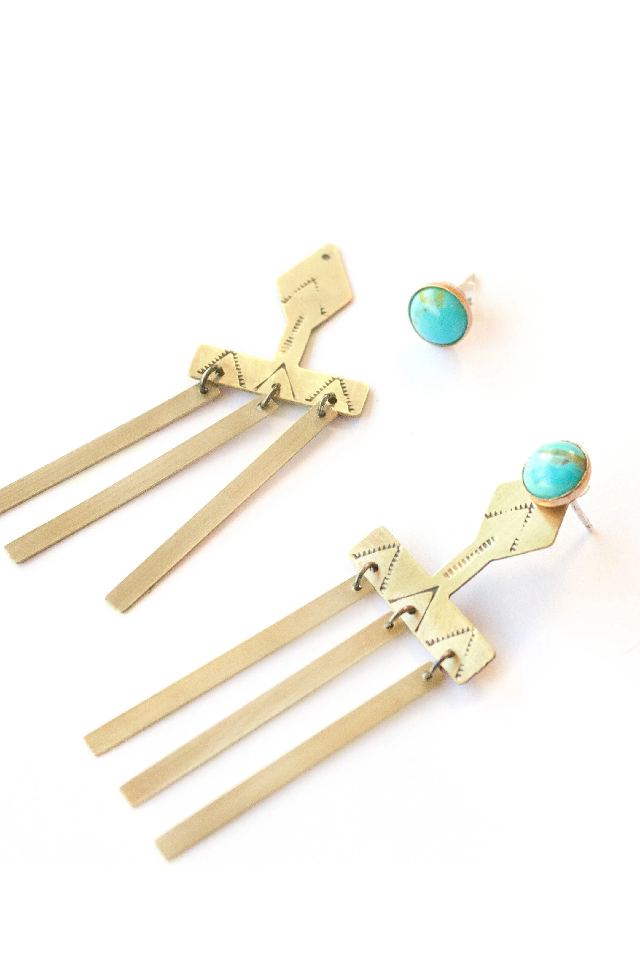 Stamped Brass Ear Jackets w/ Semi Precious Stone - Image 4