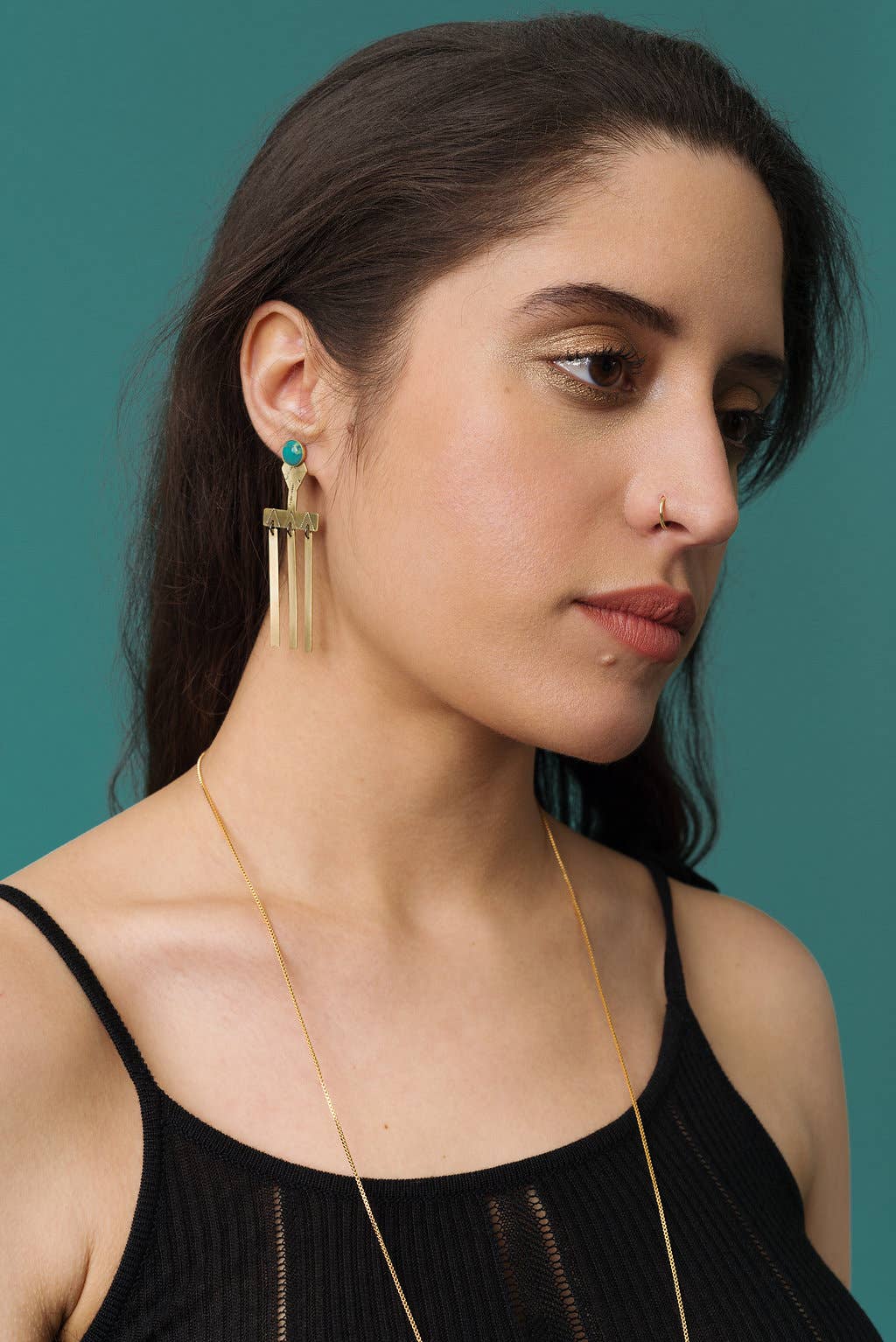 Stamped Brass Ear Jackets w/ Semi Precious Stone - Image 6