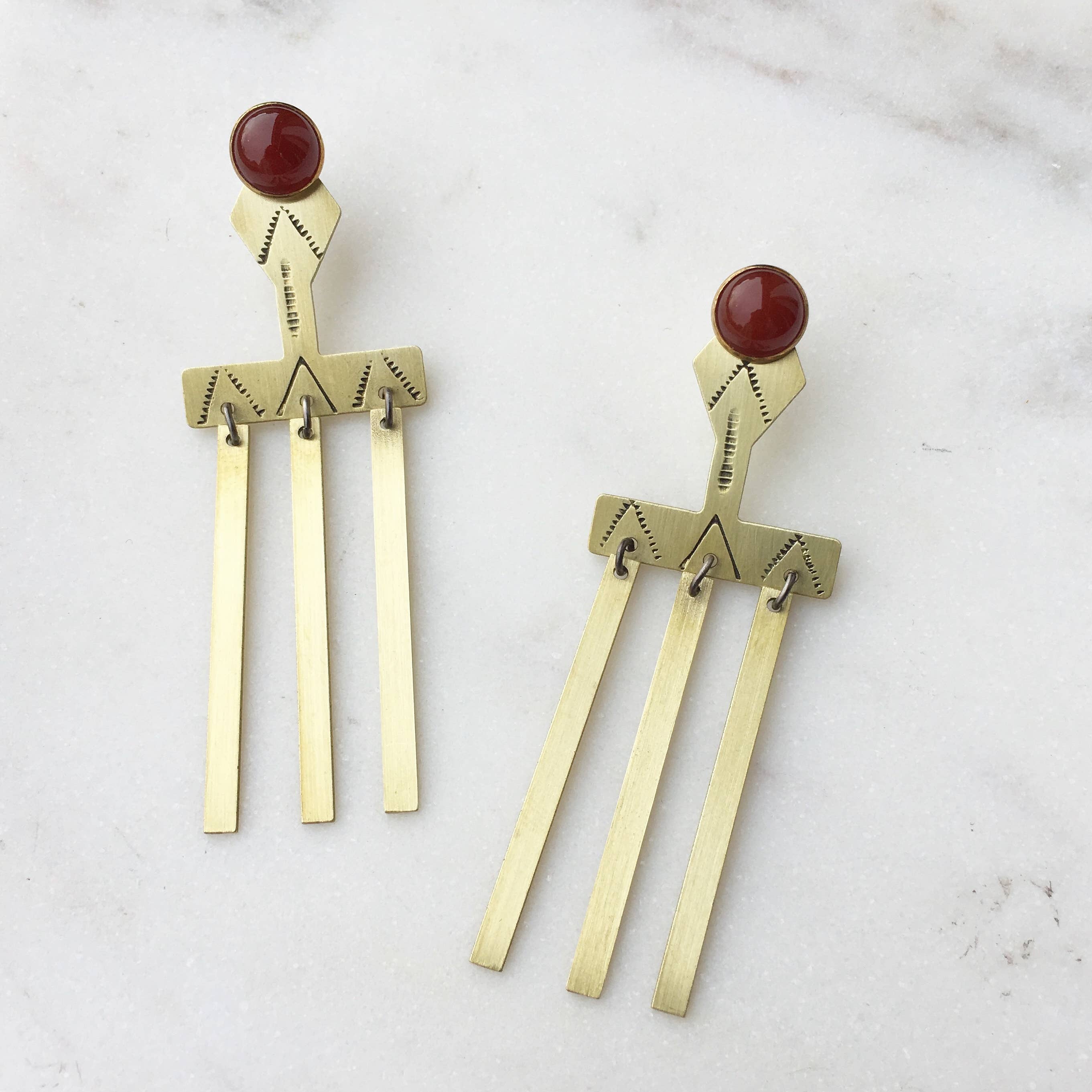 Stamped Brass Ear Jackets w/ Semi Precious Stone - Image 7