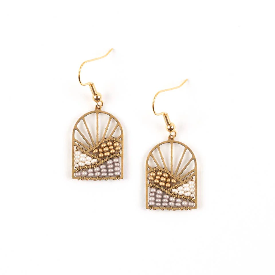 Sunrise Brass and Bead Earrings - Image 3
