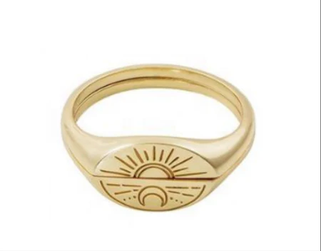Sunset Sunrise 2 Piece Stacking Gold Ring - Image 2