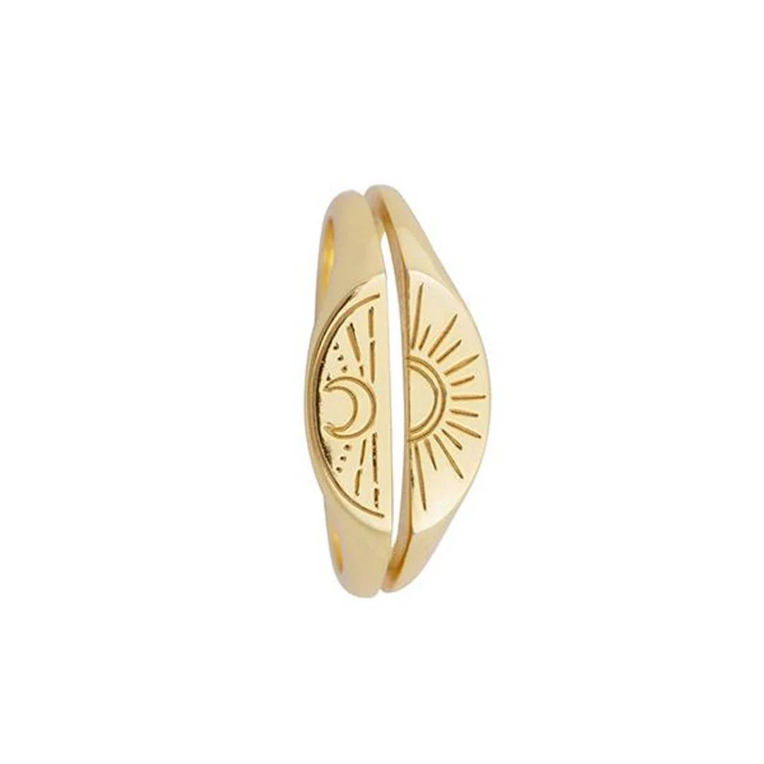 Sunset Sunrise 2 Piece Stacking Gold Ring - Image 5