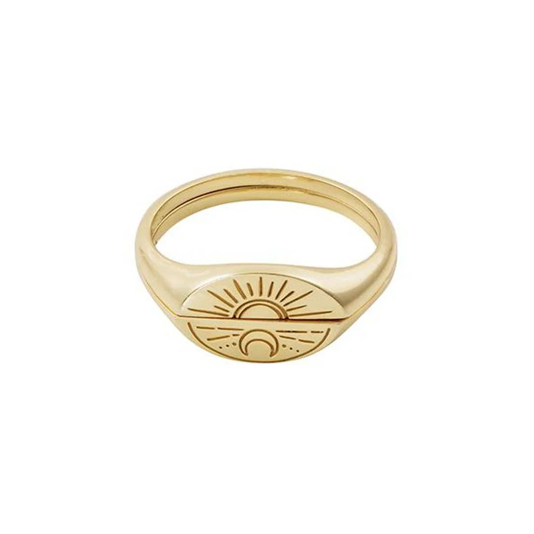 Sunset Sunrise 2 Piece Stacking Gold Ring - Image 6