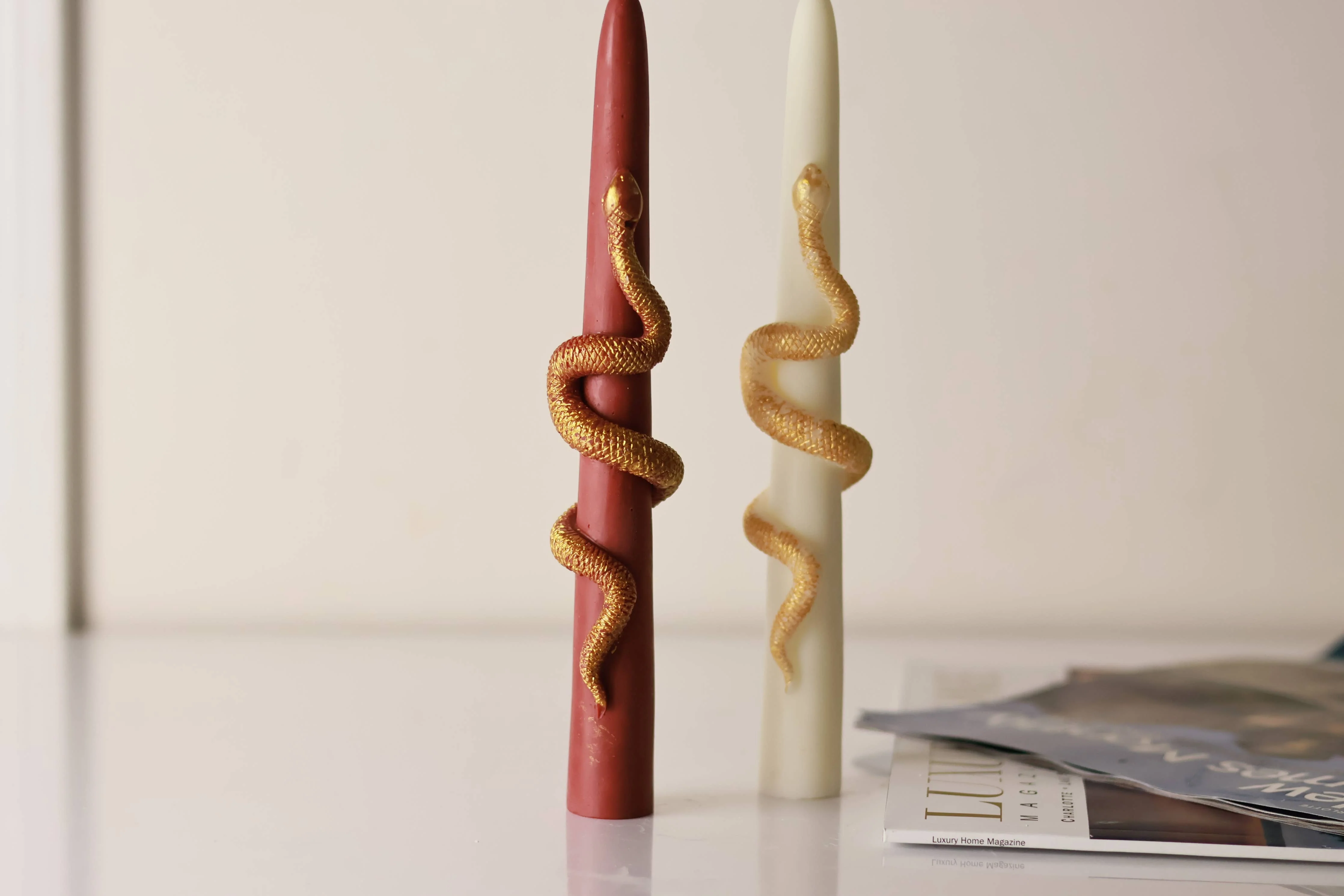 Taper Candle with Gold Snake 9.5x1in - Image 10