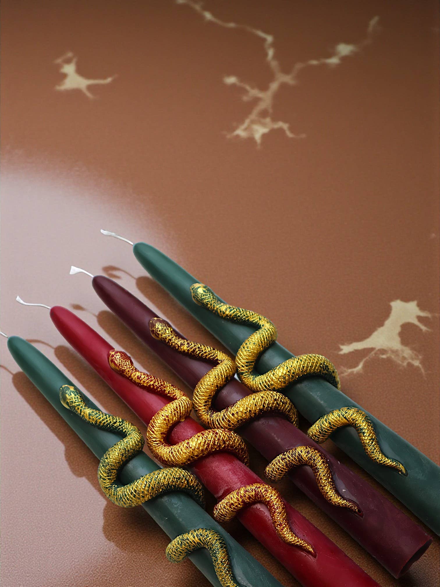 Taper Candle with Gold Snake 9.5x1in - Image 3