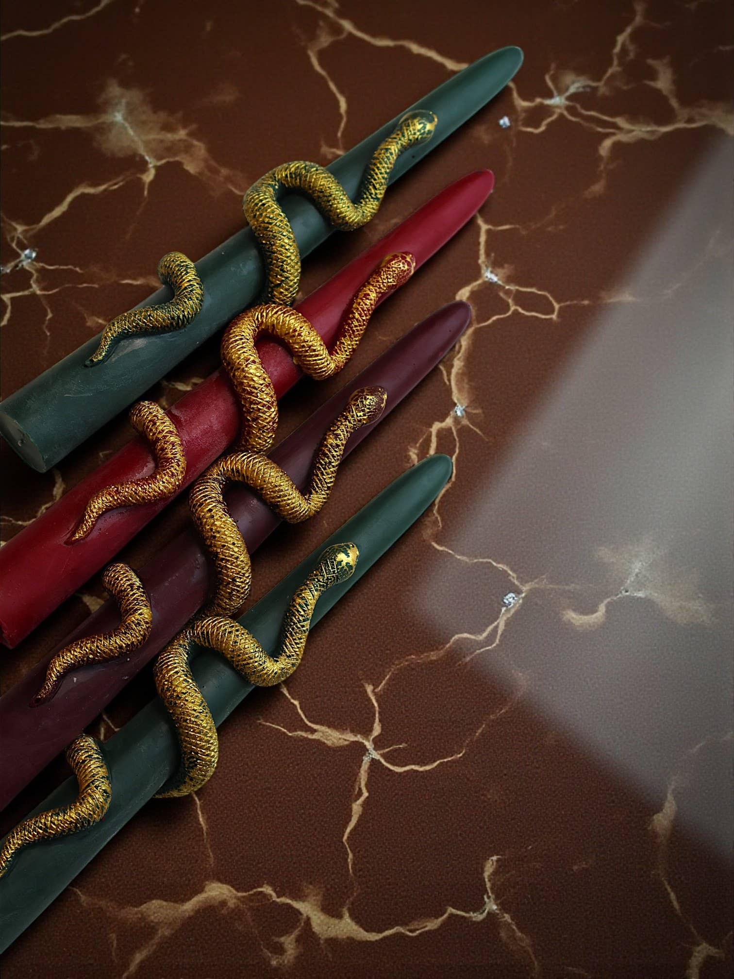 Taper Candle with Gold Snake 9.5x1in - Image 5