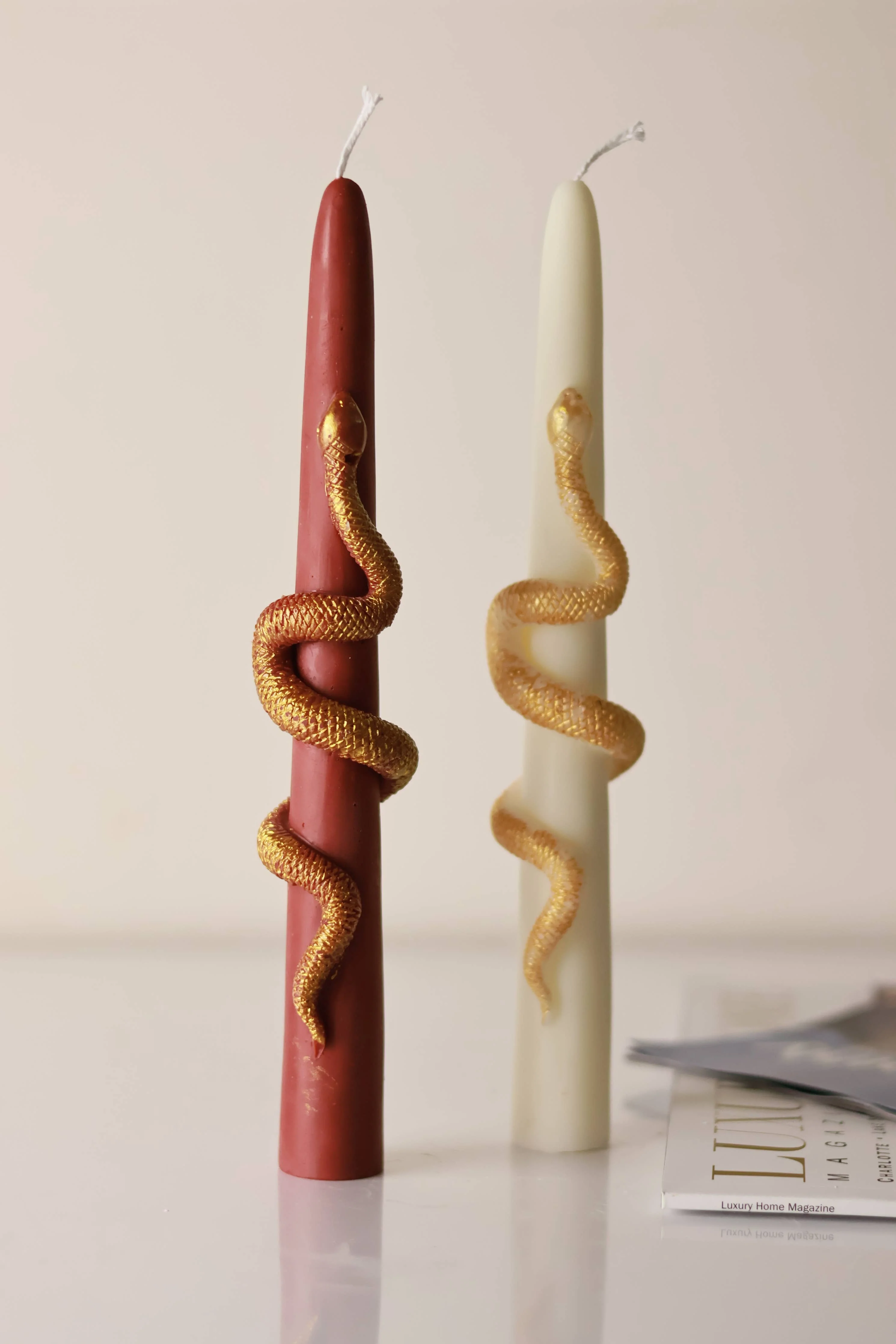 Taper Candle with Gold Snake 9.5x1in - Image 8