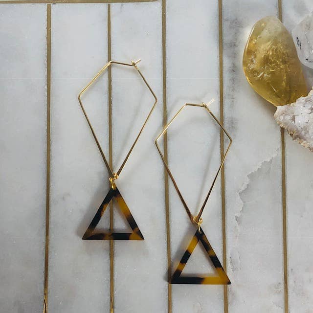 Tori Tortoise Triangle Earrings - Image 2