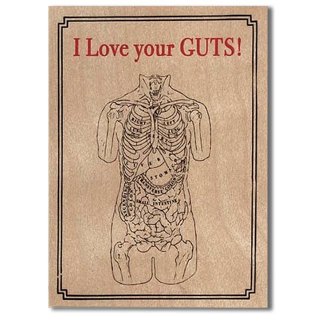 I Love Your Guts – Folding Wood Greeting Card - Image 3